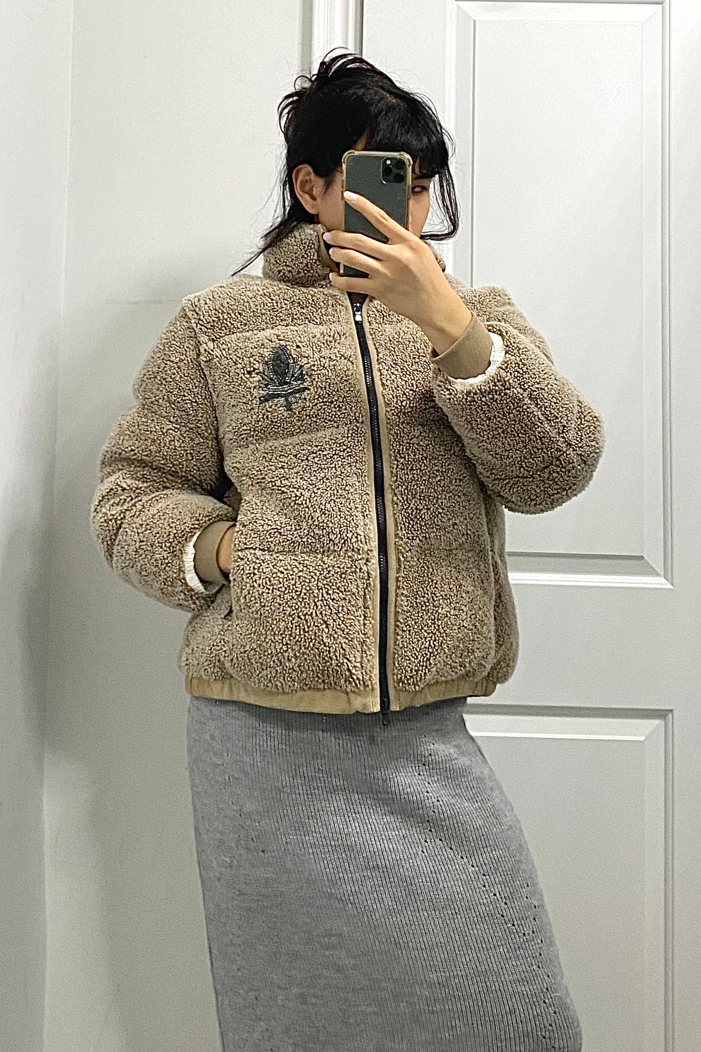 Brunello Cucinelli Brown Bouclé Embellished Puffer Jacket - Women's Size IT44 / US 8 - Winter Coat for Fashion & Outdoor Activities