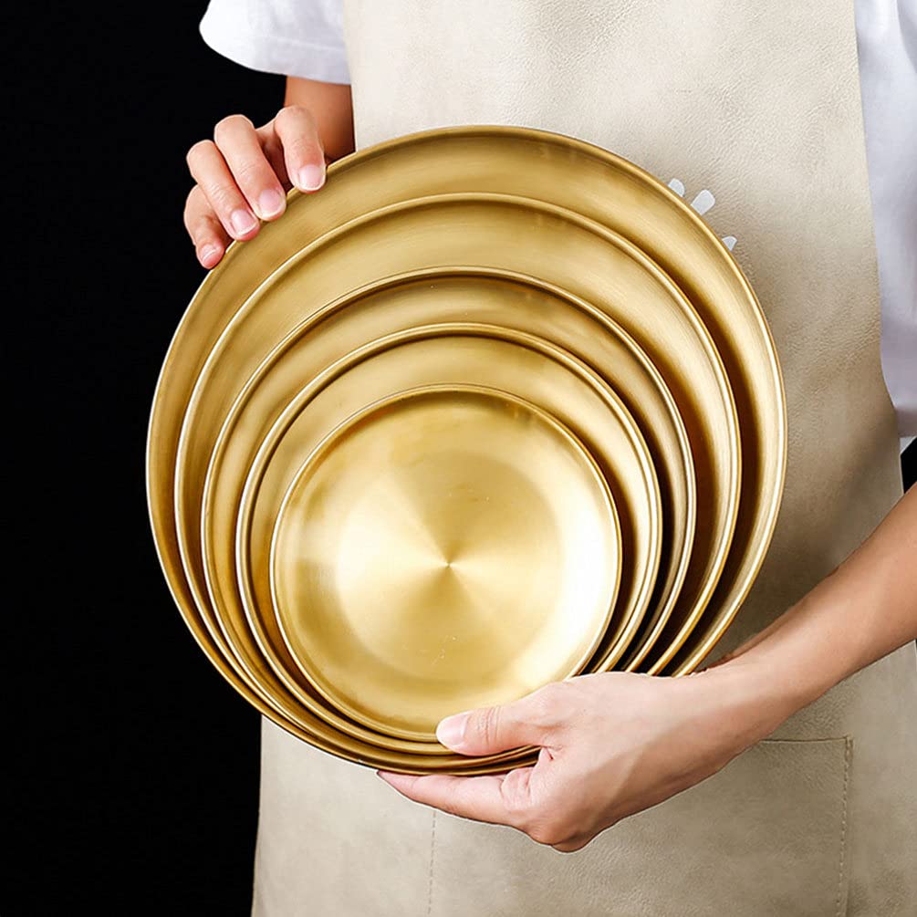Stainless Steel Dinner Plates 23cm - BBQ & Salad Serving Trays for Parties