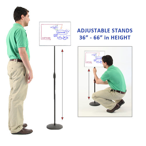 Adjustable Height White Dry Erase Board 20x15 Inches with Durable Aluminum Frame - Perfect for Office Meetings, Classroom Teaching & Home Office Organization