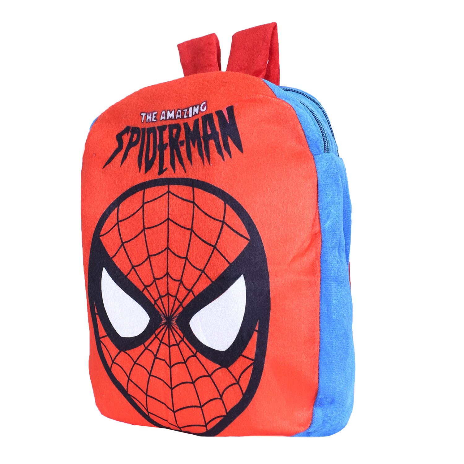 Kuber Industries Marvel The Amazing Spider-Man Velvet Backpack for Kids - 2 Compartment School Bookbag for Boys & Girls | Perfect for School, Travel & Daily Use | Red Superhero Design