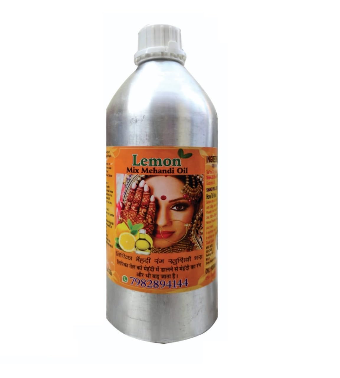 Lipika Lemon Mix Henna Oil for Hands - 100% Pure Natural Mehendi Oil for Hair & Skin - 1 Liter | Perfect for Bridal Mehandi, Tattoos & Hair Conditioning