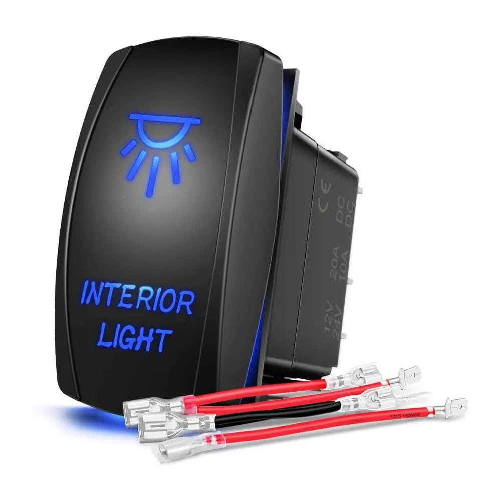 5Pin Blue Laser On/Off Rocker Switch for Interior Lighting - Perfect for Car, Boat, RV & Home DIY Projects