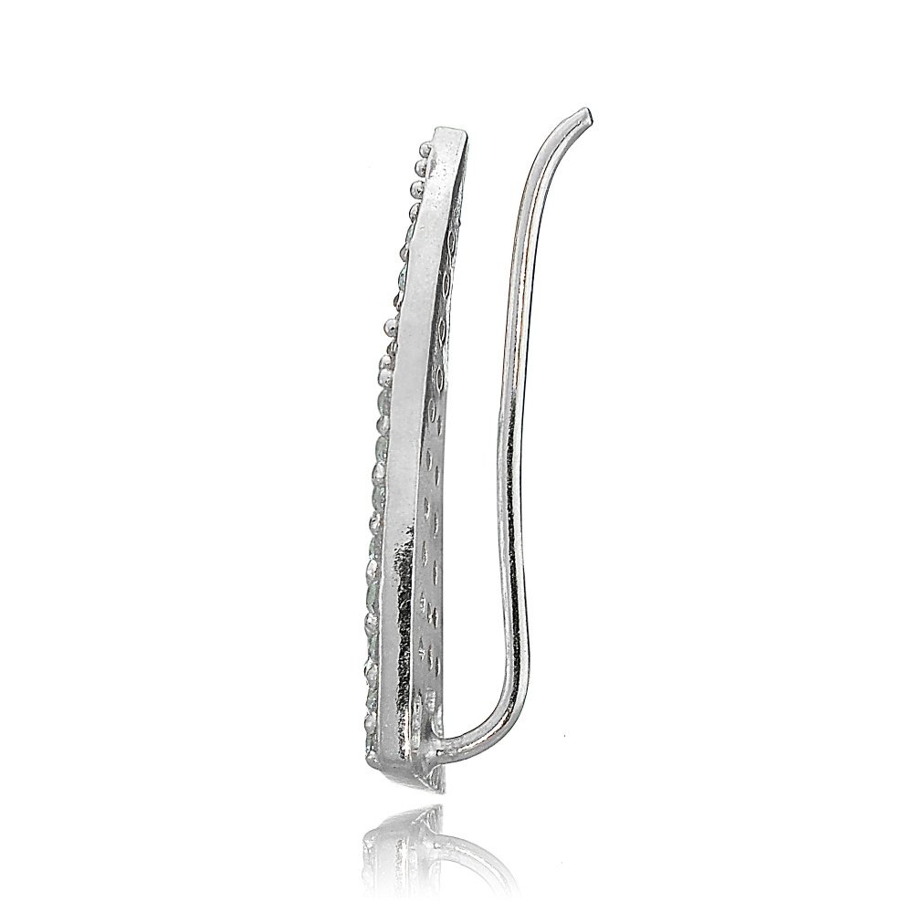 925 Sterling Silver Cubic Zirconia Horn Crawler Climber Hook Earrings for Women - Trendy Bohemian Jewelry for Parties, Weddings & Everyday Wear
