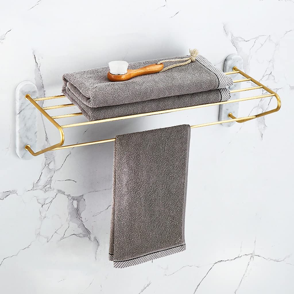 KLZUOPT Premium Marble Bathroom Shelves Set - Towel Holder, Toilet Paper Stand, Robe Hook & Towel Bar - Modern Bathroom Hardware Accessories (Bath Towel Holder Size) - Perfect for Spa-Style Bathrooms & Luxury Home Decor