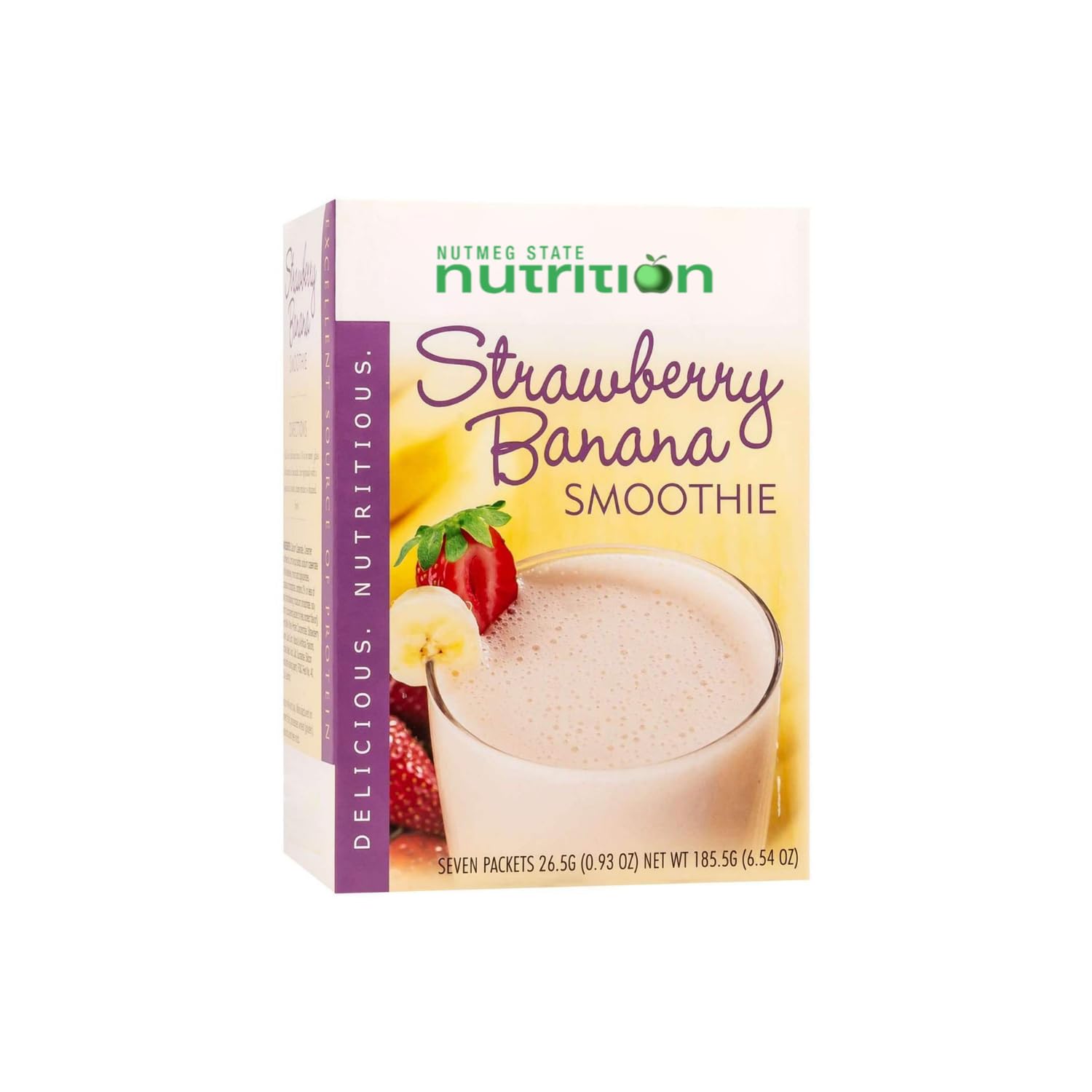 Nutmeg State Nutrition High Protein Meal Replacement Smoothie - Low Calorie, Low Fat Shake with 15g Protein, Ideal Protein Compatible, 7 Servings (Strawberry Banana Flavor) for Weight Loss & Muscle Recovery