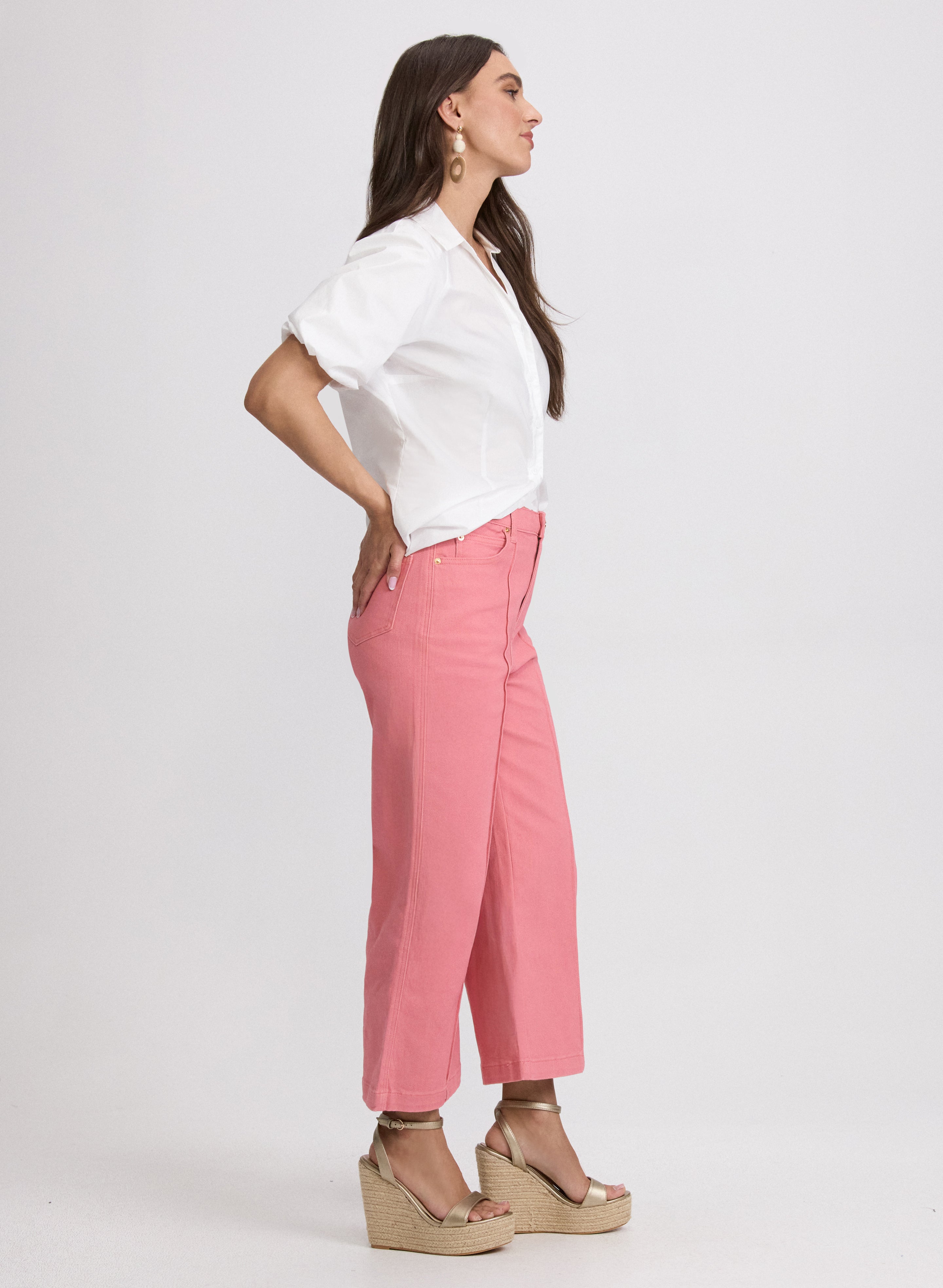 Cropped Flare Leg Jeans for Women - High Waisted Stretch Denim Pants - Vintage 70s Style Jeans for Casual Outfits & Boho Fashion