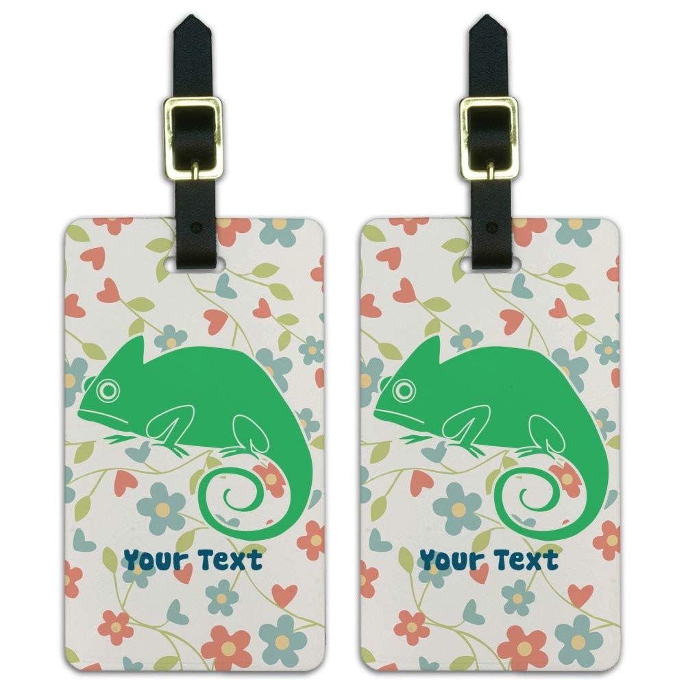 Custom 1 Line Chameleon Flower Luggage ID Tags - Set of 2 Personalized Travel Accessories for Suitcases, Backpacks & Carry-On Bags