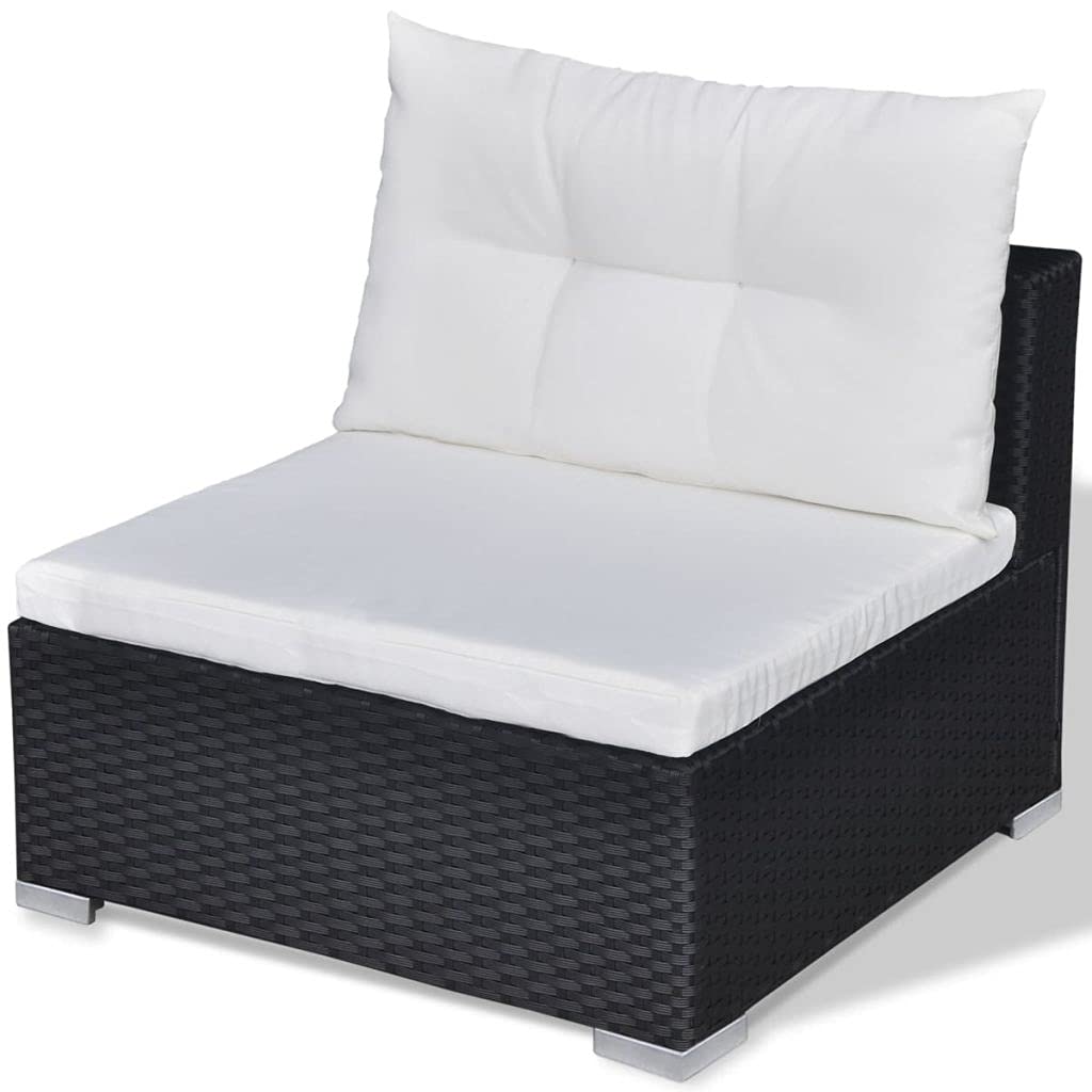 **10-Piece All-Weather PE Wicker Outdoor Patio Furniture Set - Black Poly Rattan Sectional Sofa with Cushions - Perfect for Garden, Poolside & Backyard Relaxation**