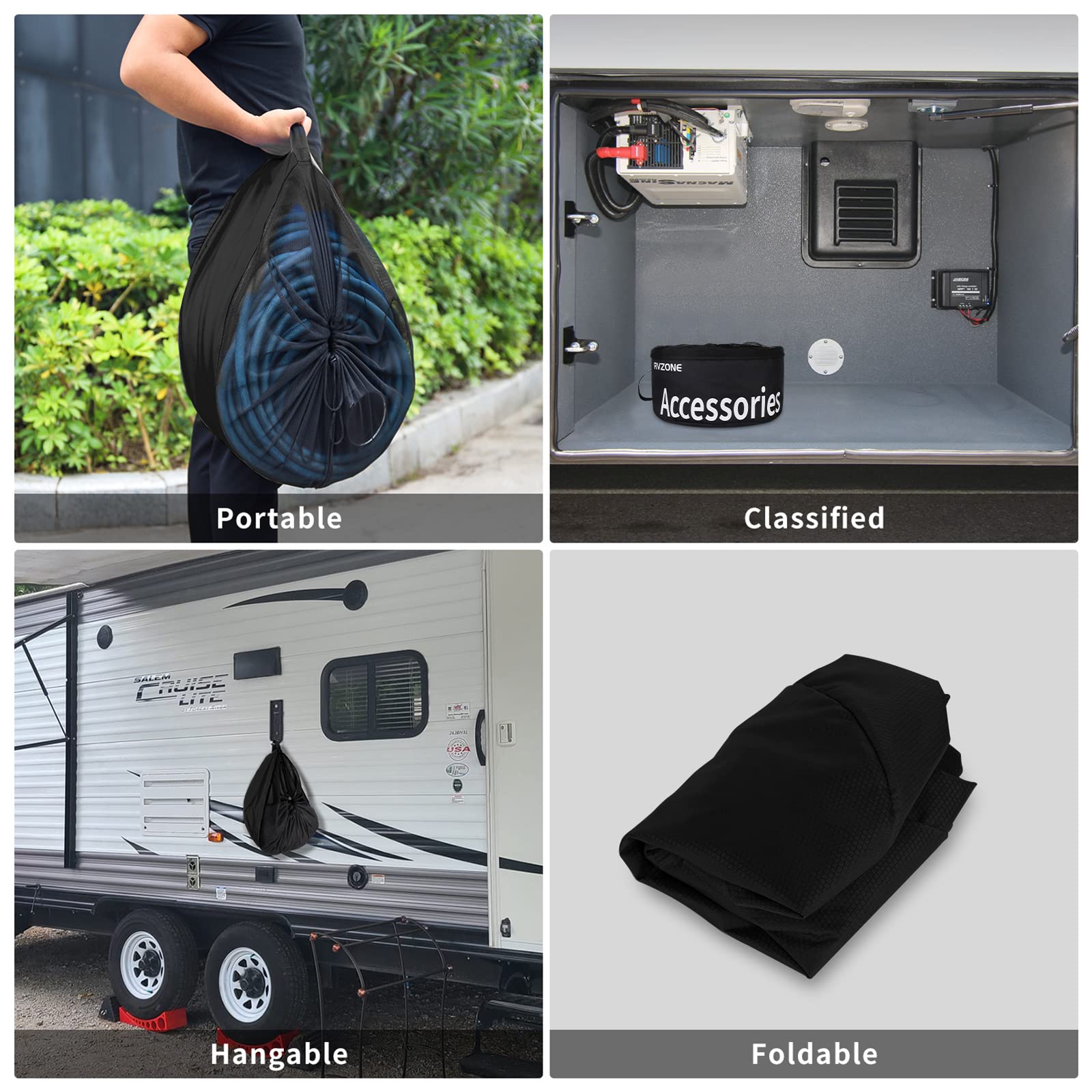 Waterproof RV Hose Storage Bag - Organizer for Sewer, Water & Cords - Camping Accessories
