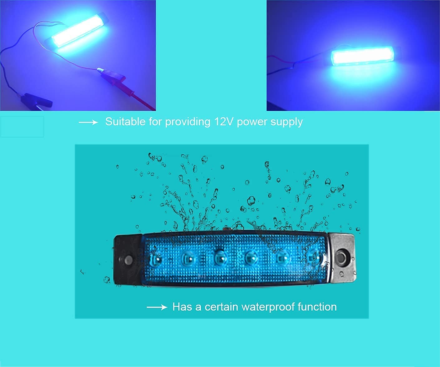 10pcs 3.8in LED Side Marker Lights, 12V Blue Front Rear Clearance Lights for Trucks & Trailers - Waterproof Tail Signal Parking Indicator Lights for Pickup RV Camper - Perfect for Night Driving & Vehicle Safety Enhancement