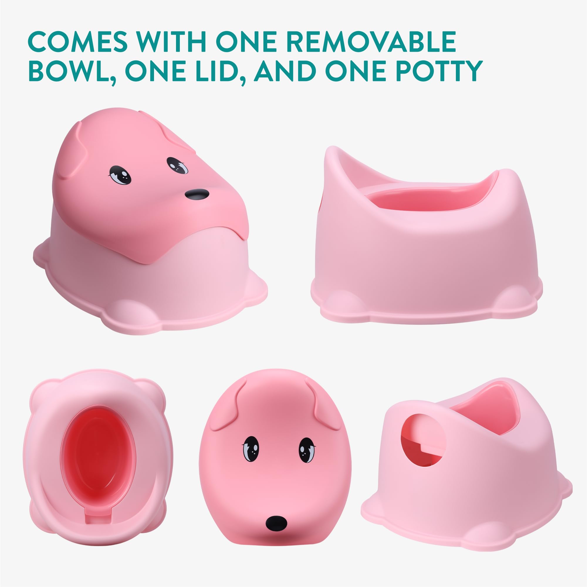 Navaris Potty Training Toilet with Lid - Fun & Efficient Toddler Potty Trainer for Girls & Boys - Easy Clean Baby Toilet Seat - Pink | Perfect for Home, Daycare & Travel Use