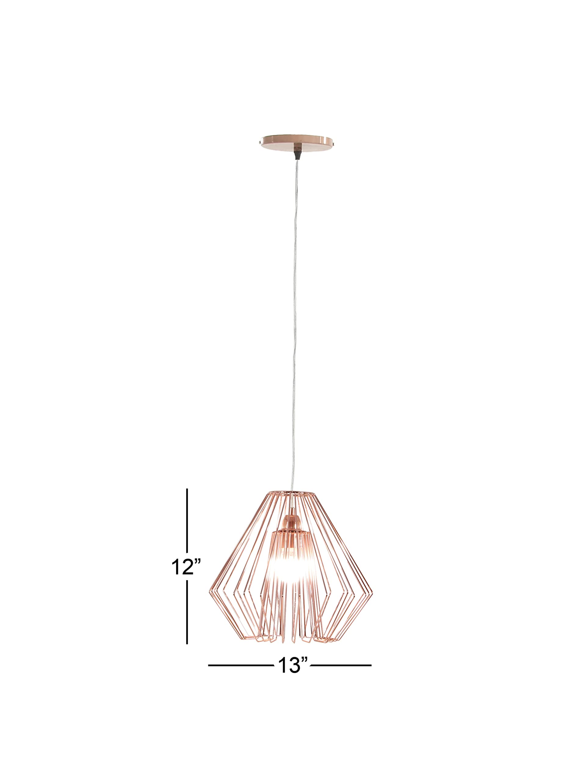 Deco 79 58654 Diamond-Shaped Iron Pendant Light Fixture in Bronze - Vintage Industrial Ceiling Lamp for Dining Room, Kitchen Island & Bedroom Lighting