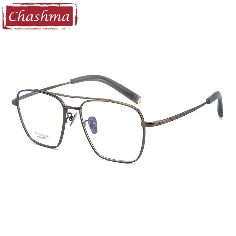 Men's Titanium Full Rim Square Eyeglasses with Double Bridge - Lightweight & Durable Frame for Reading, Driving & Everyday Use - Style 500004