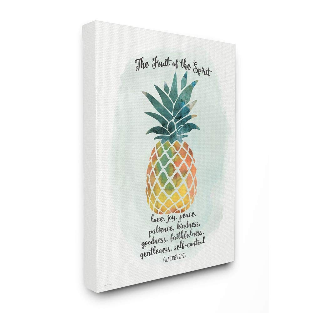 Stupell Industries The Fruit of the Spirit Multicolored Pineapple Canvas Wall Art - Vibrant Christian Home Decor for Living Room, Bedroom & Office