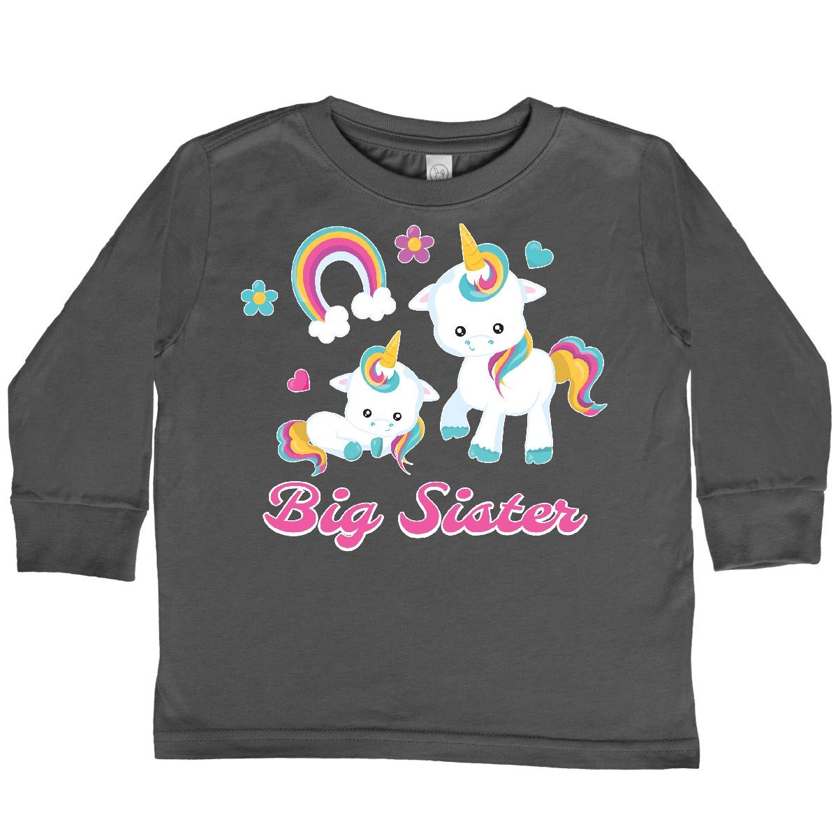 Inktastic Big Sister Toddler Long Sleeve T-Shirt - Cute Sibling Matching Outfit for Family Photos & Special Occasions