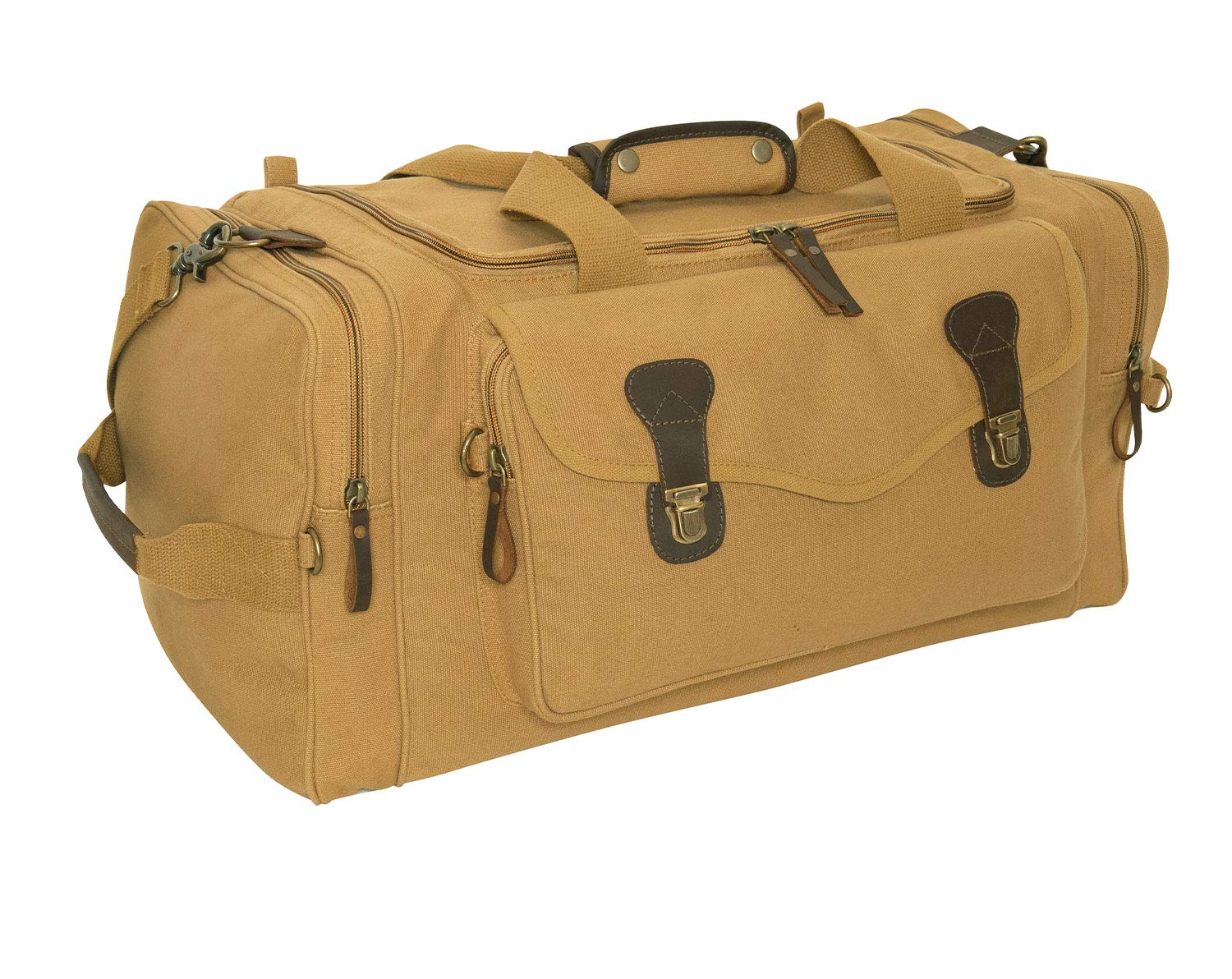 Rothco Genuine Leather & Heavy-Duty Canvas Weekender Travel Bag for Men & Women - Perfect for Weekend Getaways, Business Trips & Gym Use