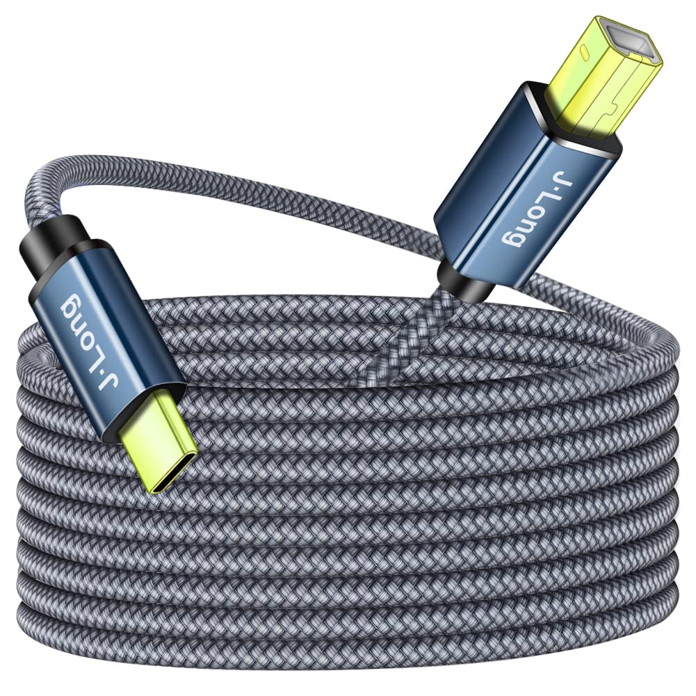 USB C to USB B Printer Cable - High Speed Braided for HP Brother Lexmark - Office & Home Printing