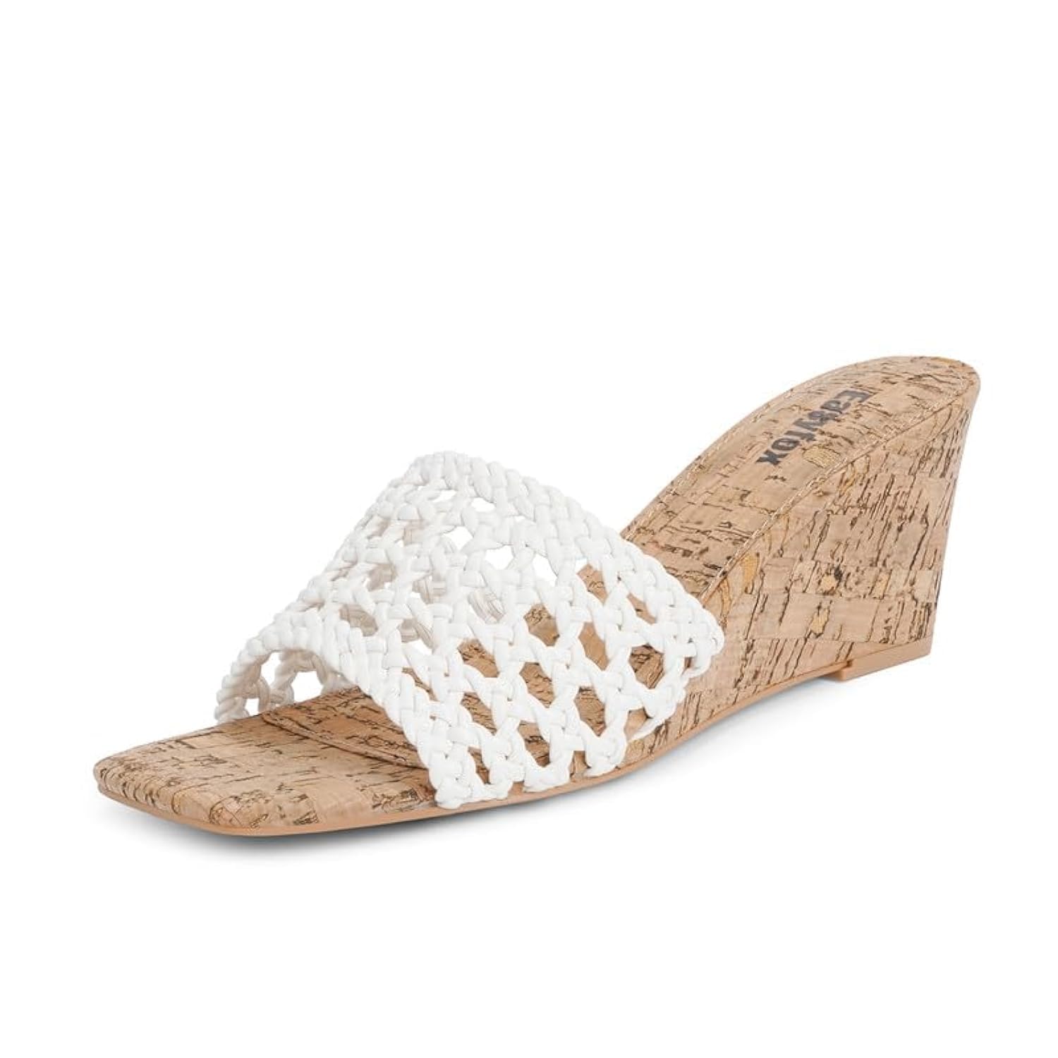 Women's Open Toe Wedge Sandals - Square Toe High Heel Mules with Wood Grain Design | Slip-On Comfort for Summer, Beach, and Casual Outings