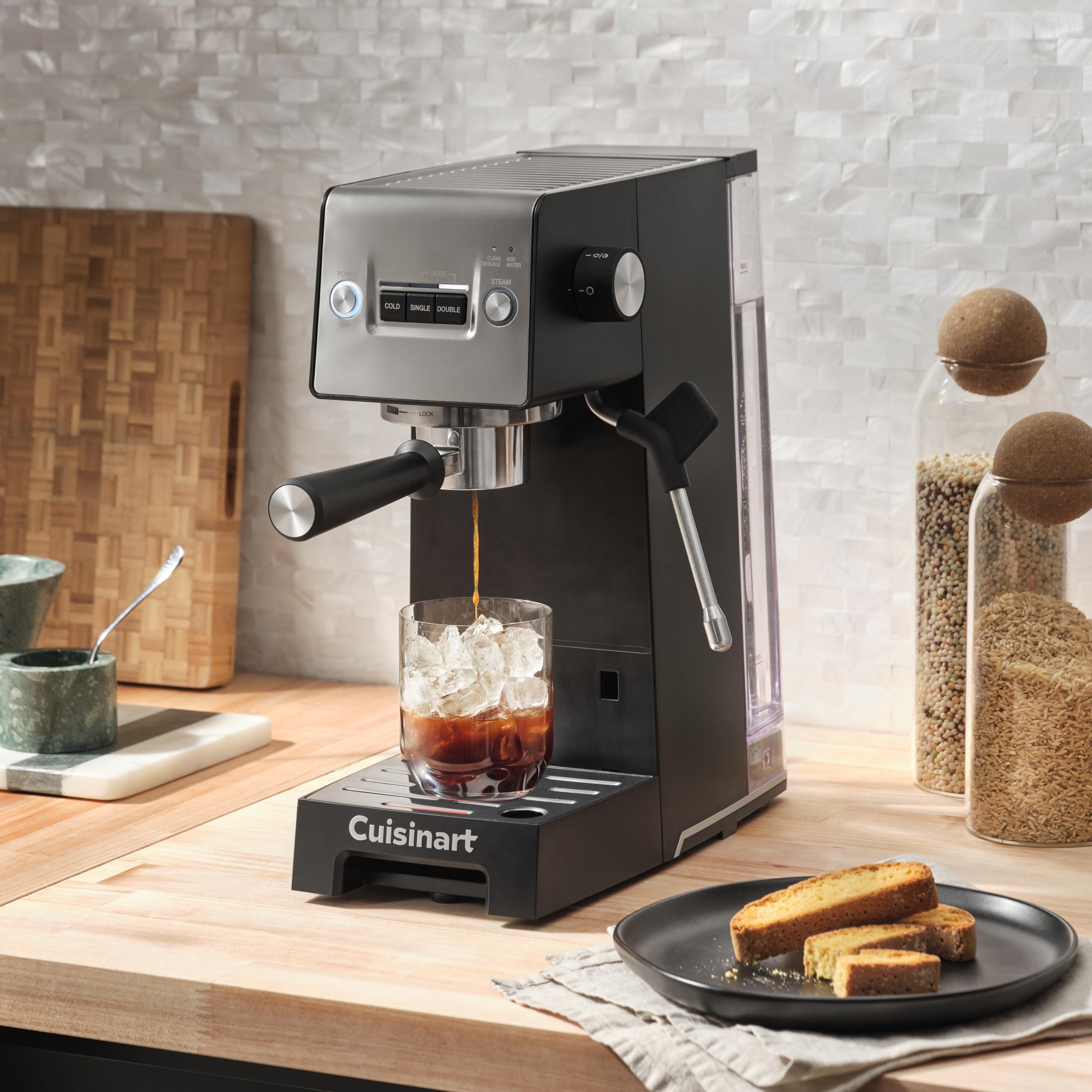 Cuisinart Espresso Bar™ Slim Espresso Machine for Home & Office - Compact Automatic Coffee Maker with Milk Frother for Latte & Cappuccino | Perfect for Small Kitchens & Coffee Lovers