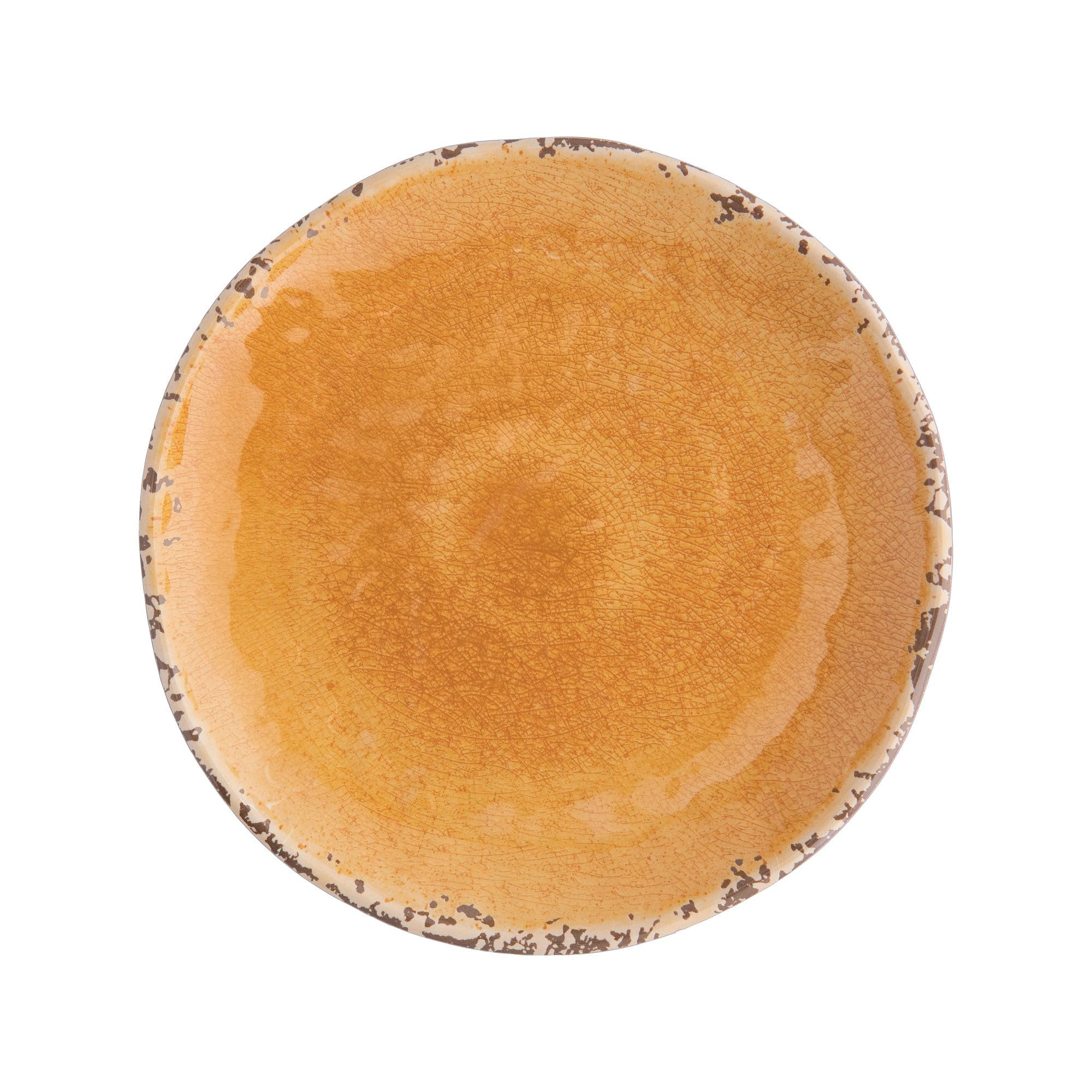 UPware 6 Inch Melamine Dessert Plates Set of 4 - Crackle Orange Small Round Plates for Appetizers, Snacks, Fruits & Side Dishes - Durable Party Plates for Indoor/Outdoor Dining, Picnics & Entertaining