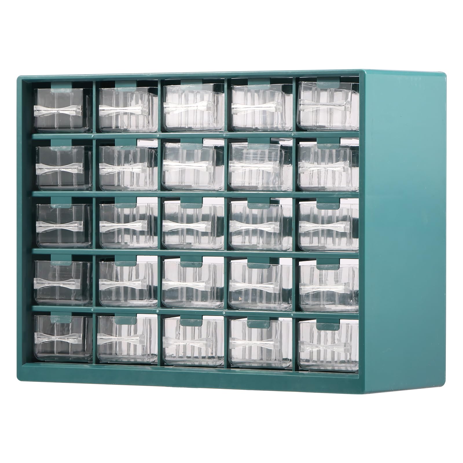 25 Grids Plastic Drawer Storage Cabinet - Screw & Hardware Organizer for Nuts, Bolts, Beads & Small Parts - Teacher Toolbox & Craft Supplies Storage (Deep Green) | Perfect for Workshops, Classrooms & DIY Craft Organization