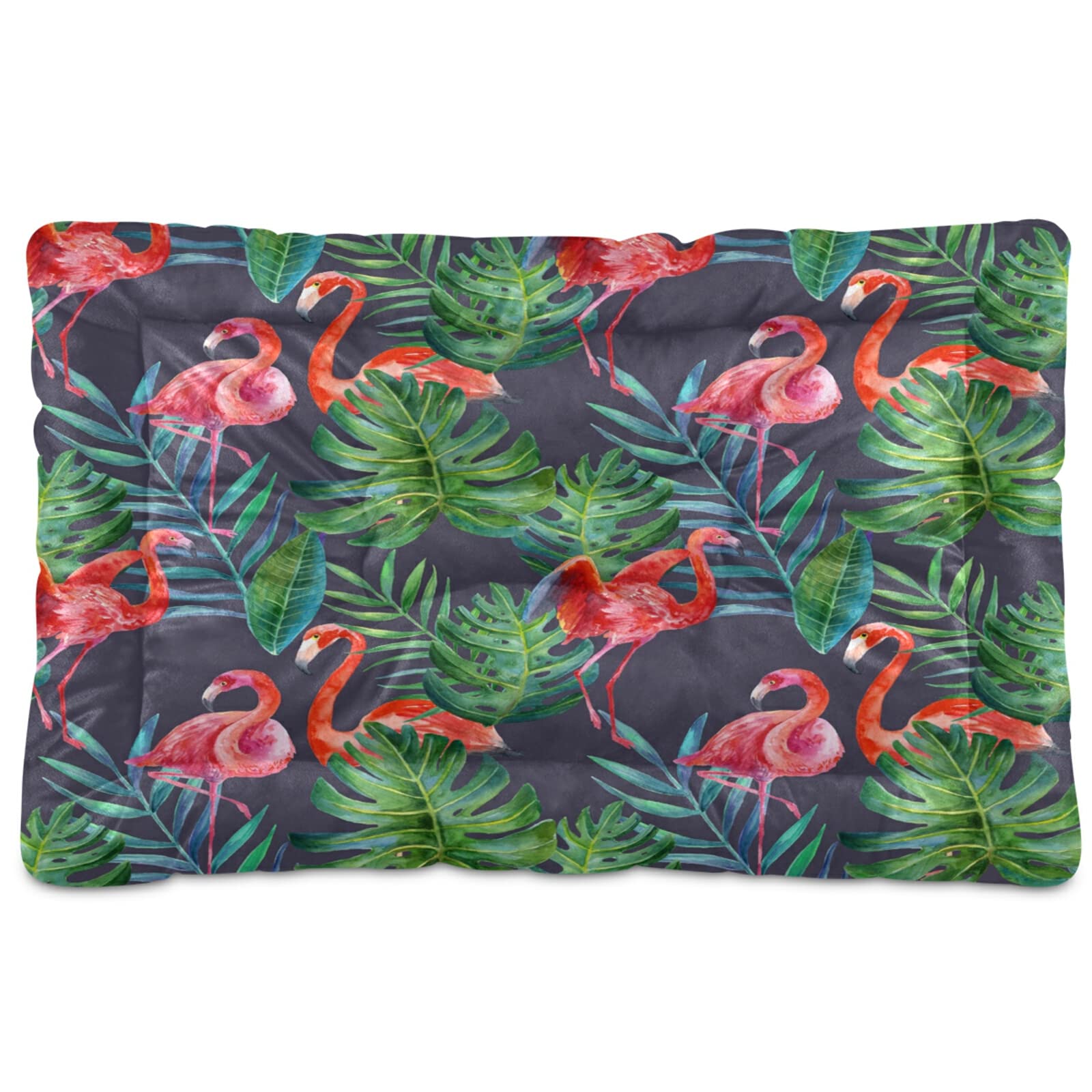 Tropical Flamingo Dog Bed & Cat Bed - Ultra Soft Rectangle Pet Bed for Small & Medium Dogs, 24x18 Inch - Comfortable Calming Bed for Puppies & Kittens - Perfect for Living Room, Bedroom & Pet Travel