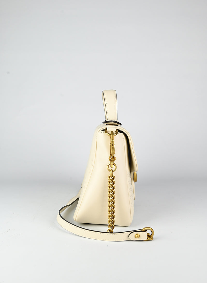 Gucci Marmont Leather Shoulder Bag in White | Luxury Designer Handbag for Women | Perfect for Parties, Work & Everyday Use