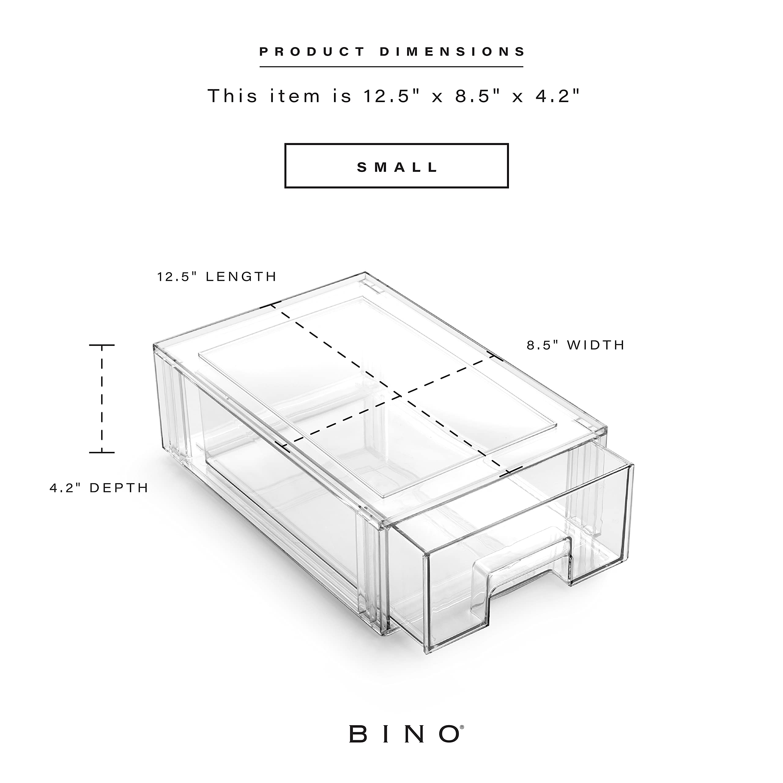 BINO Stackable Plastic Storage Drawers 6-Pack - BPA-Free Multi-Use Organizer Bins for Pantry, Fridge & Home Organization | Space-Saving Drawer System for Kitchen, Bathroom & Office Storage