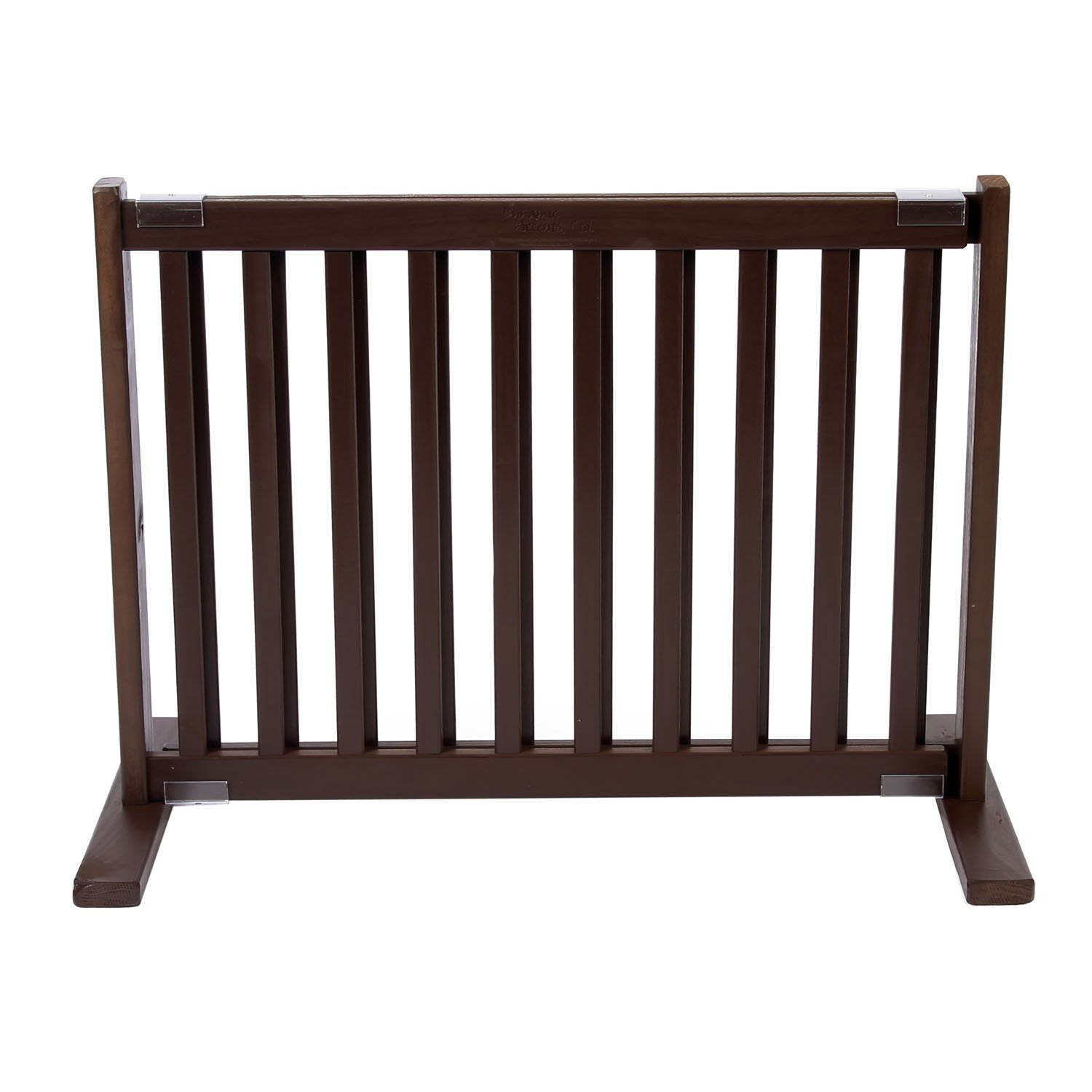 20 Inch Freestanding Pet Gate - Small Mahogany Wooden Baby & Dog Barrier for Doorways, Stairs, and Hallways - Home Safety Solution for Puppies, Kittens, and Toddlers