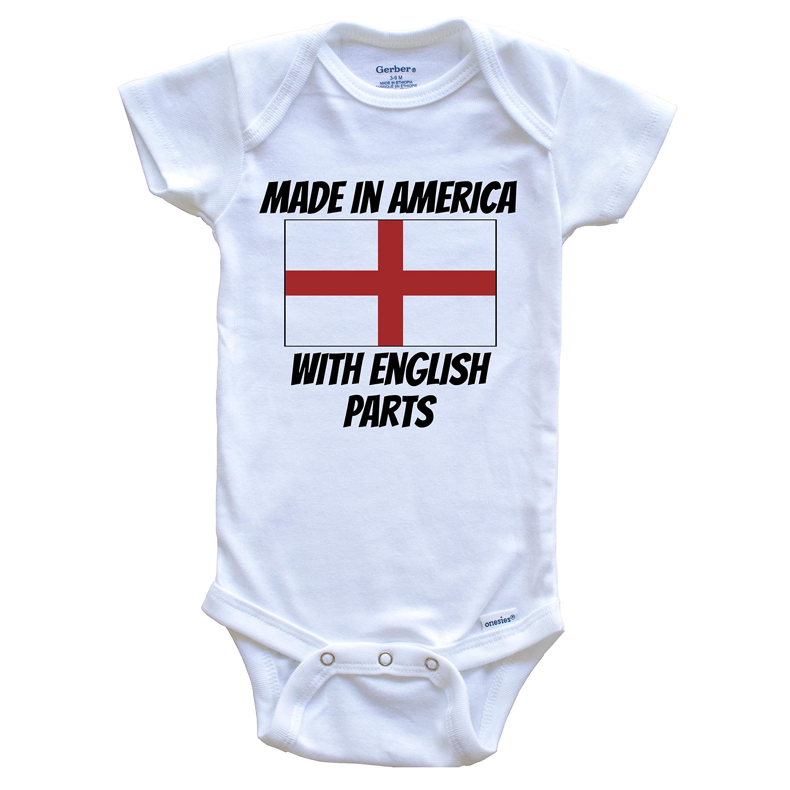 Funny One Piece Baby Bodysuit with England Flag - Made in USA with English Parts | Perfect for Themed Parties & Patriotic Events