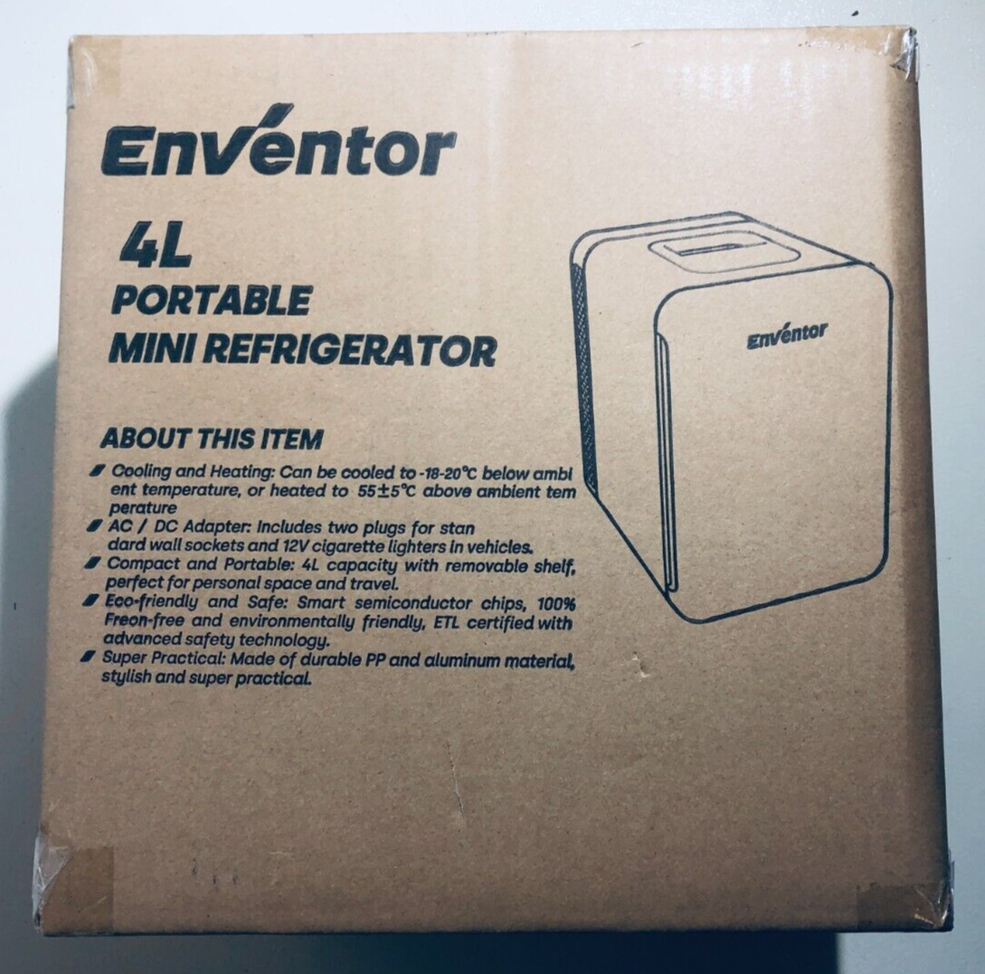 Enventor 4L Portable Mini Fridge - Compact Cooling for Skincare, Cosmetics, Drinks & Snacks | Perfect for Office, Bedroom, Dorm, Travel & Road Trips | USB-Powered Mini Cooler for Home & On-The-Go Use