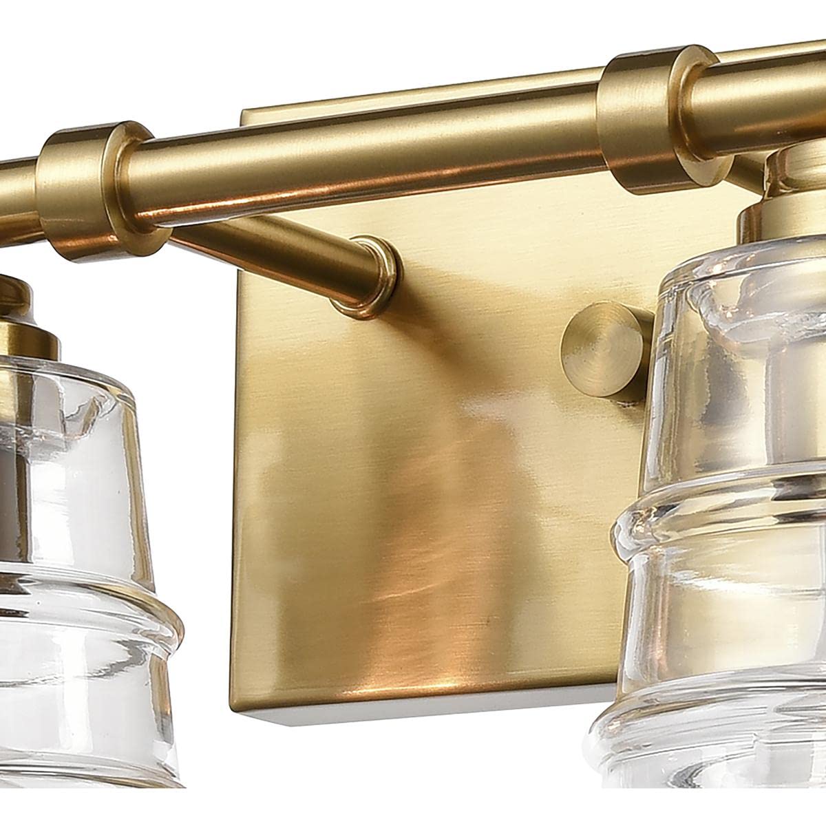 Elk Home Pulsate 4-Light Vanity Light - Satin Brass Finish with Clear Glass, Transitional Style Bathroom Lighting for Modern & Classic Decor