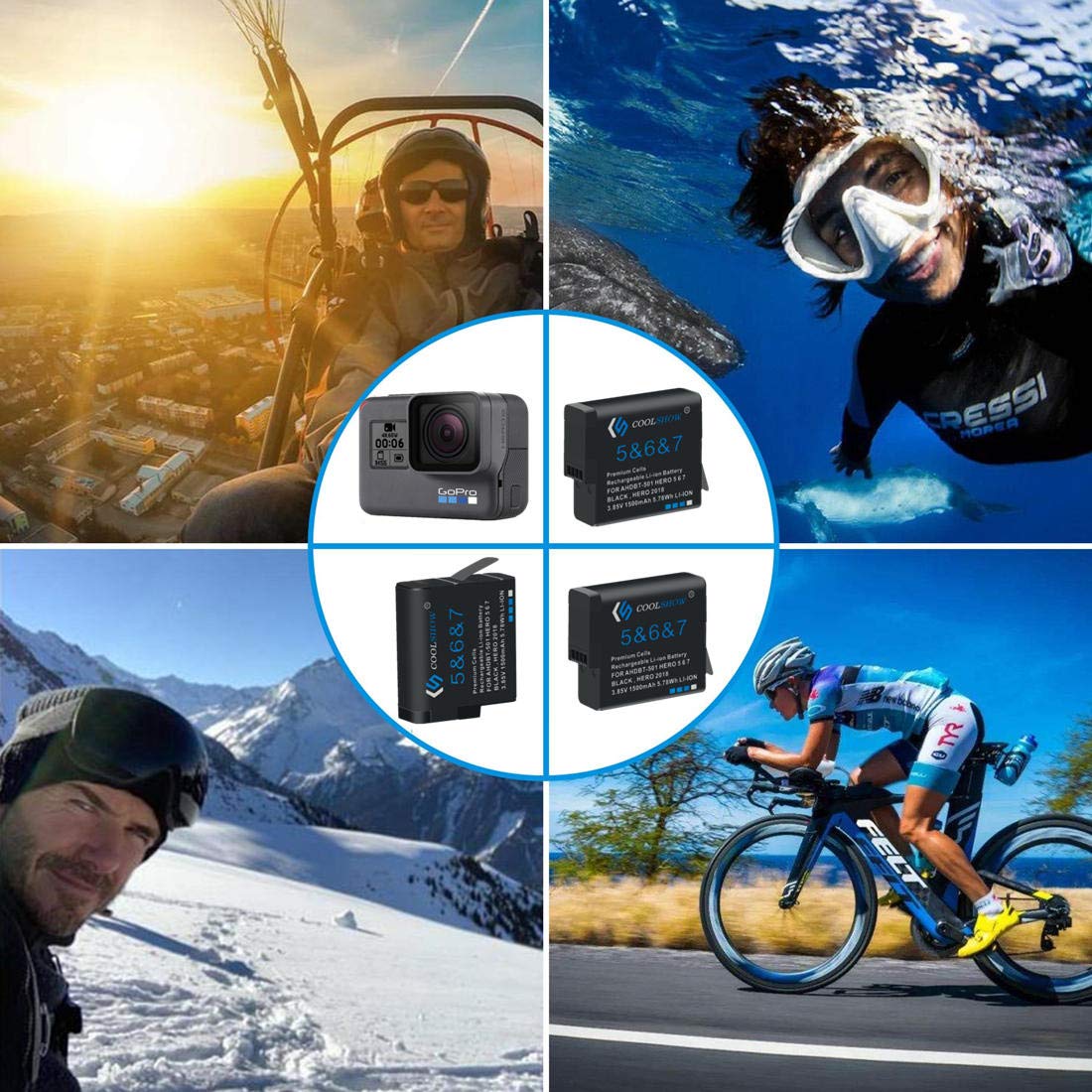 GoPro Hero 7/6/5 Replacement Battery 3-Pack with Charger - 1500mAh Extended Life Battery & Protective Case Bundle - Perfect for Travel, Vlogging & Outdoor Adventures (Compatible with Hero 7 Black, Hero 6, Hero 5)