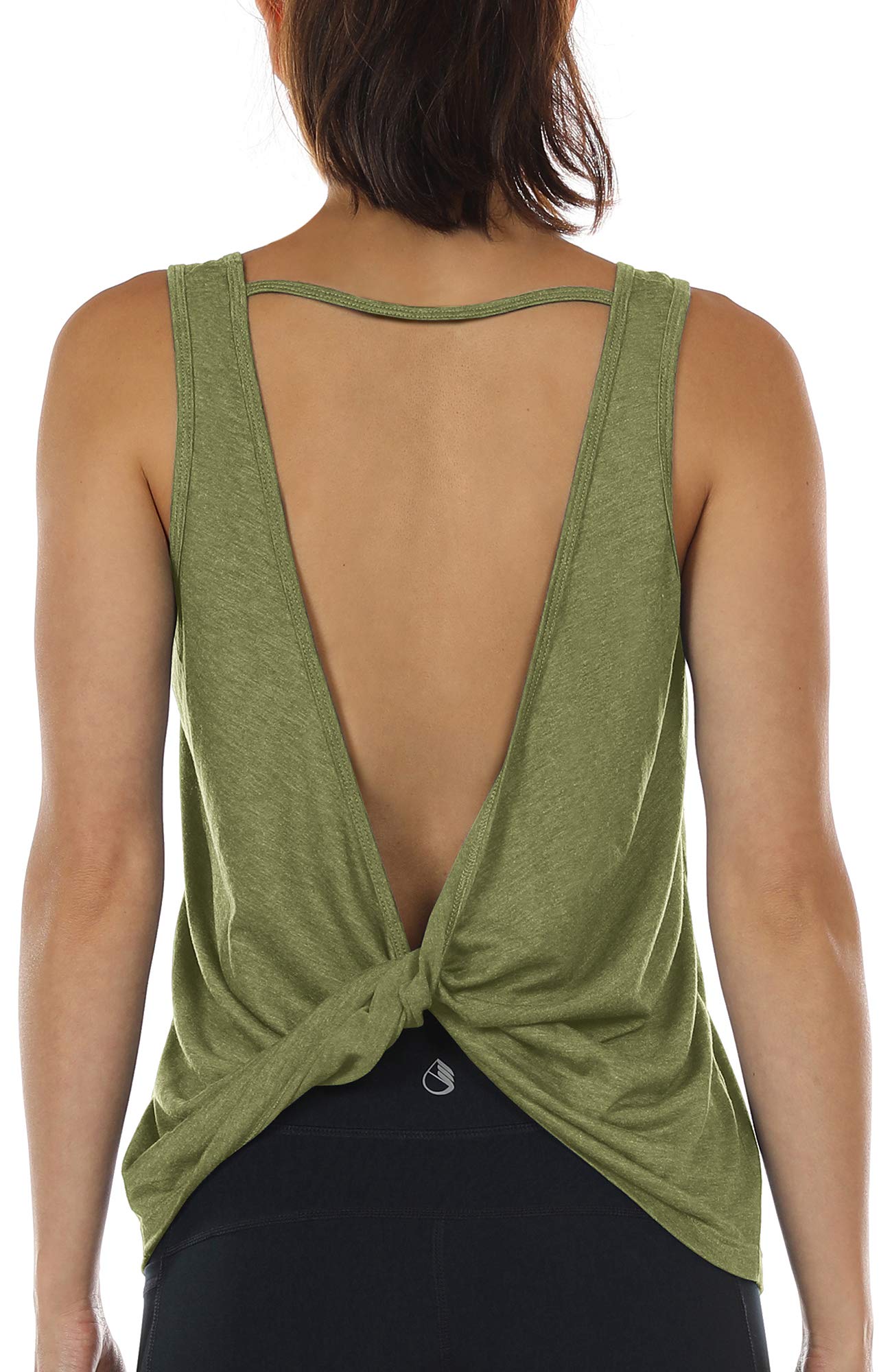 Icyzone Women's Open Back High Neck Workout Tank Top - Breathable Athletic Gym Shirt for Yoga, Running & Fitness Training