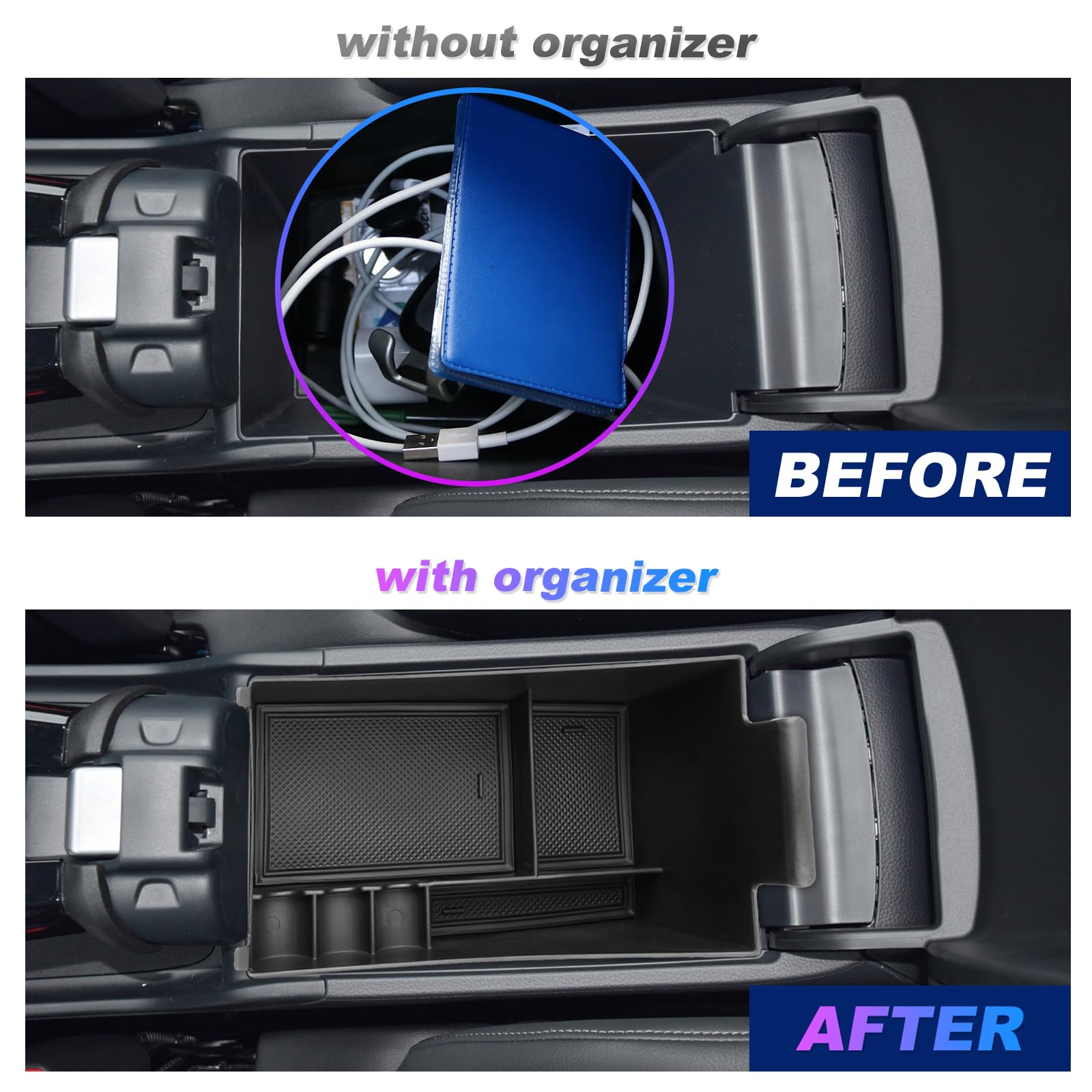 2023-2025 Honda HR-V Center Console Organizer Tray - Black Armrest Storage Box Accessory for HRV HR-V | Perfect for Car Organization & Road Trips