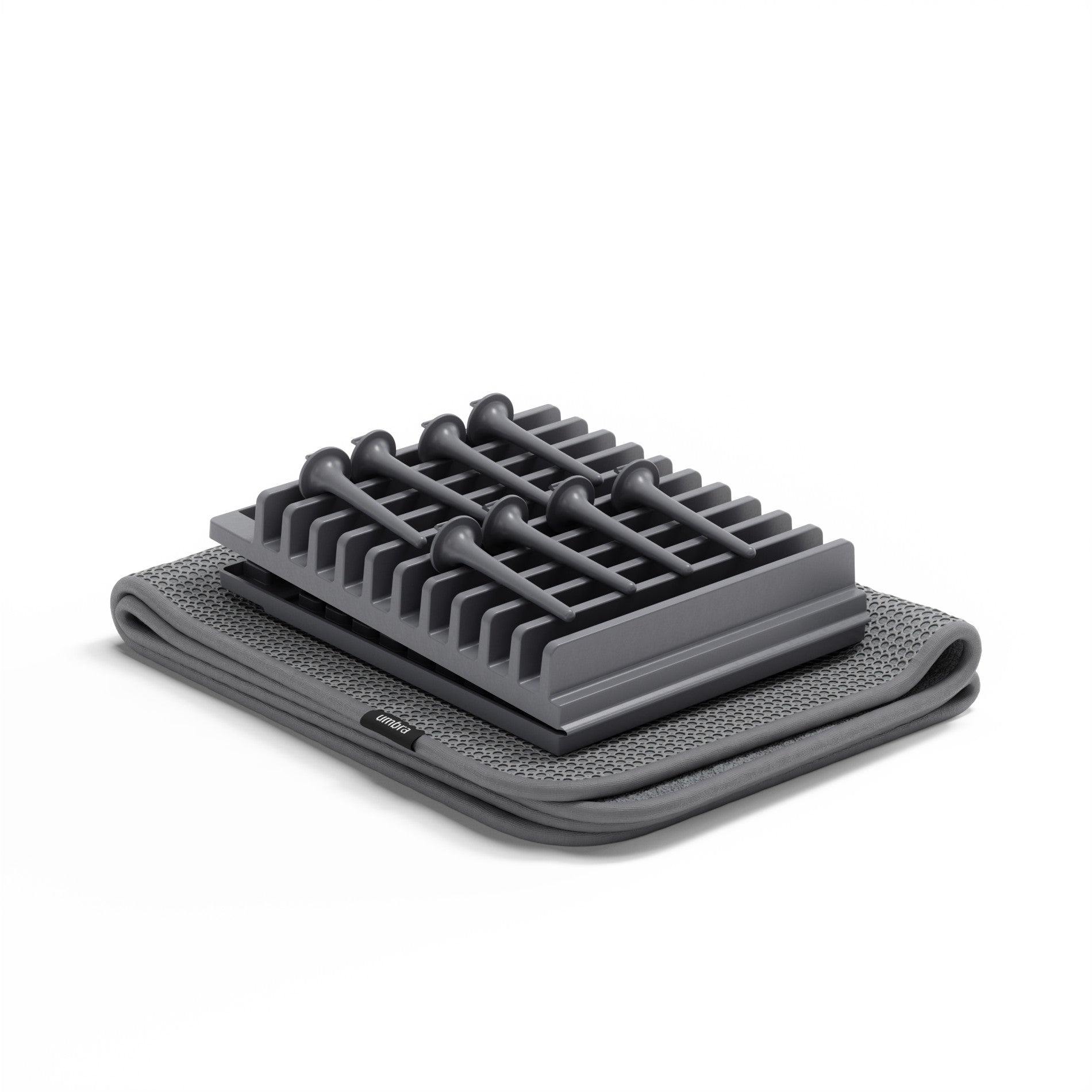 UDry Peg Dish Rack with Mat - Space Saving Kitchen Organizer for Drying Dishes, Cups & Utensils - Perfect for Small Kitchens, Apartments & RVs