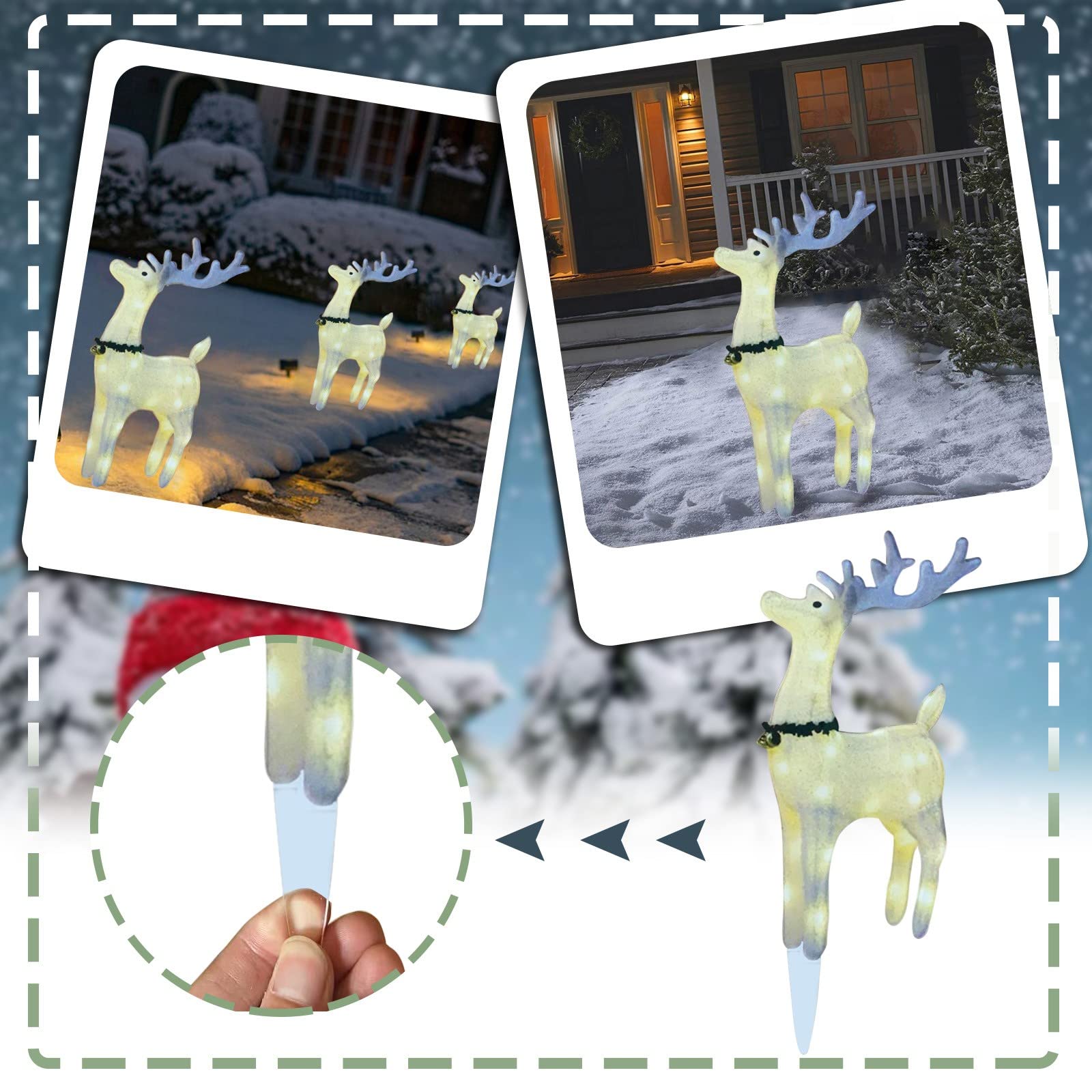 2021 New TikTok Viral Flat LED Animal Lights - Chicken, Duck & Deer with Scarf Holiday Decorations | Christmas Mini String Lights for Outdoor Lawn, Yard & Courtyard | Perfect for Holiday Parties, Winter Festivals & Social Media Backdrops