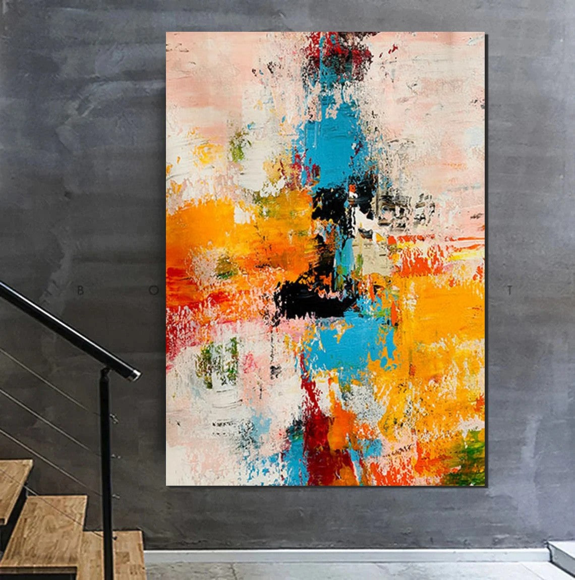 Hand Painted Extra Large Modern Abstract Wall Art - Acrylic Canvas Painting for Living Room & Bedroom Decor | Simple Contemporary Home Decor Ideas for Walls