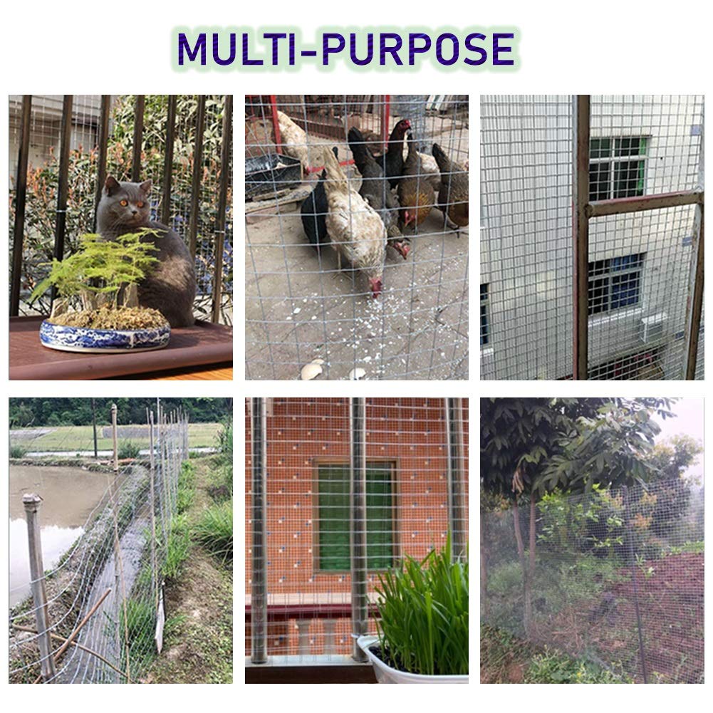 Galvanized Wire Mesh Fence Roll 0.9x46m - 1.5cm Square Openings Hardware Cloth for Garden, Chicken Coop, Rabbit Enclosure & Vegetable Protection (Silver) - Durable Animal Fencing for Backyard, Farm & DIY Projects