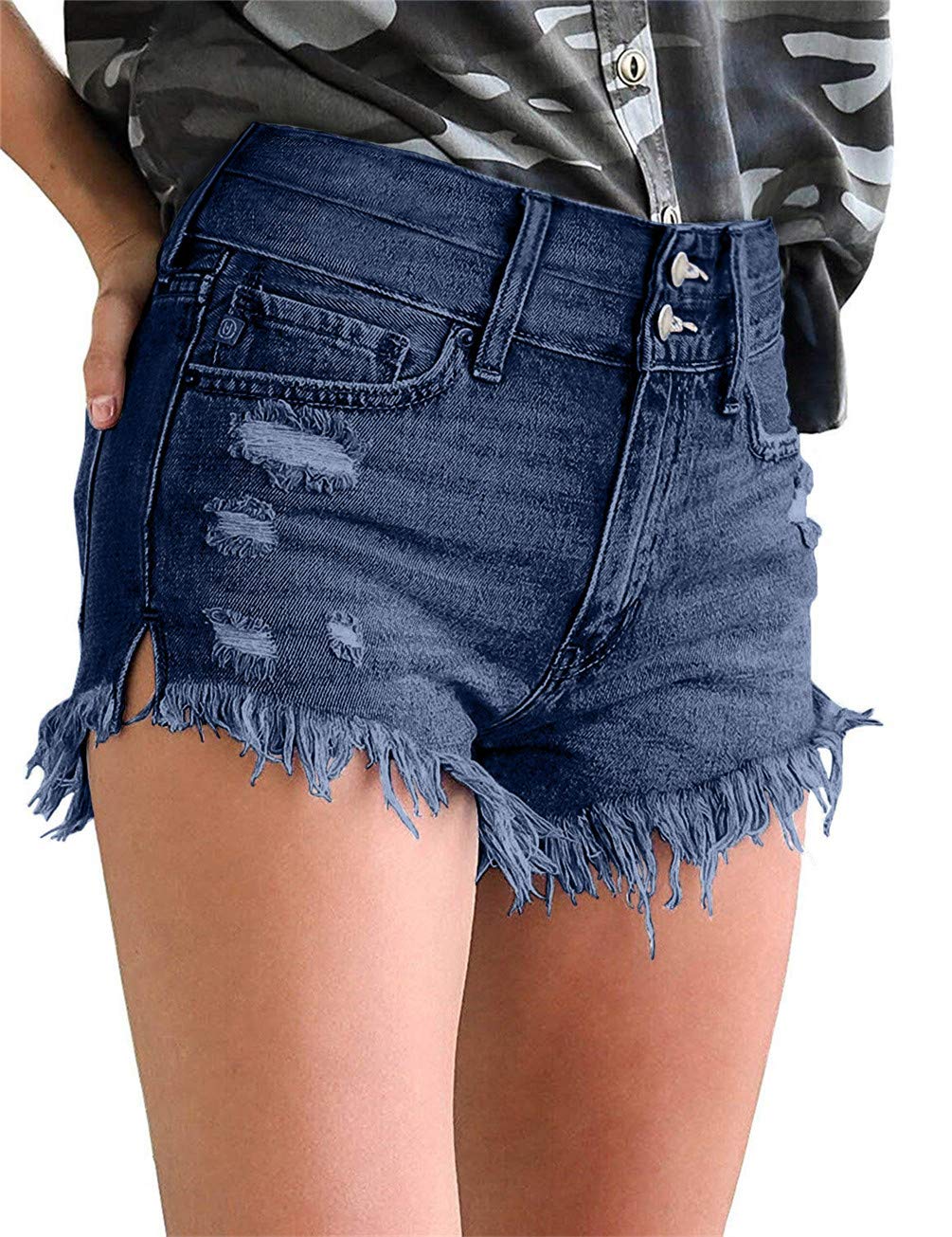 MODARANI Women's Ripped Distressed Denim Shorts - High Waisted Cut Off Jean Shorts for Summer | Perfect for Beach, Music Festivals & Casual Outfits