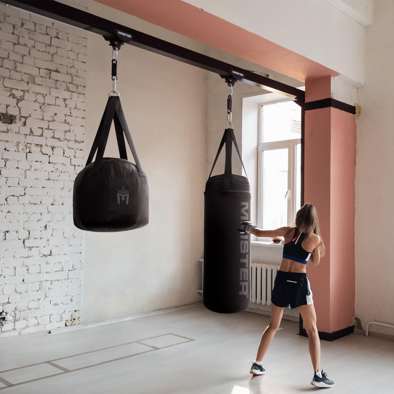 Meister Rolling Beam Mount with Brakes - Heavy Bag Stand for Boxing, MMA, Muay Thai Training - Perfect for Home Gyms & Martial Arts Studios