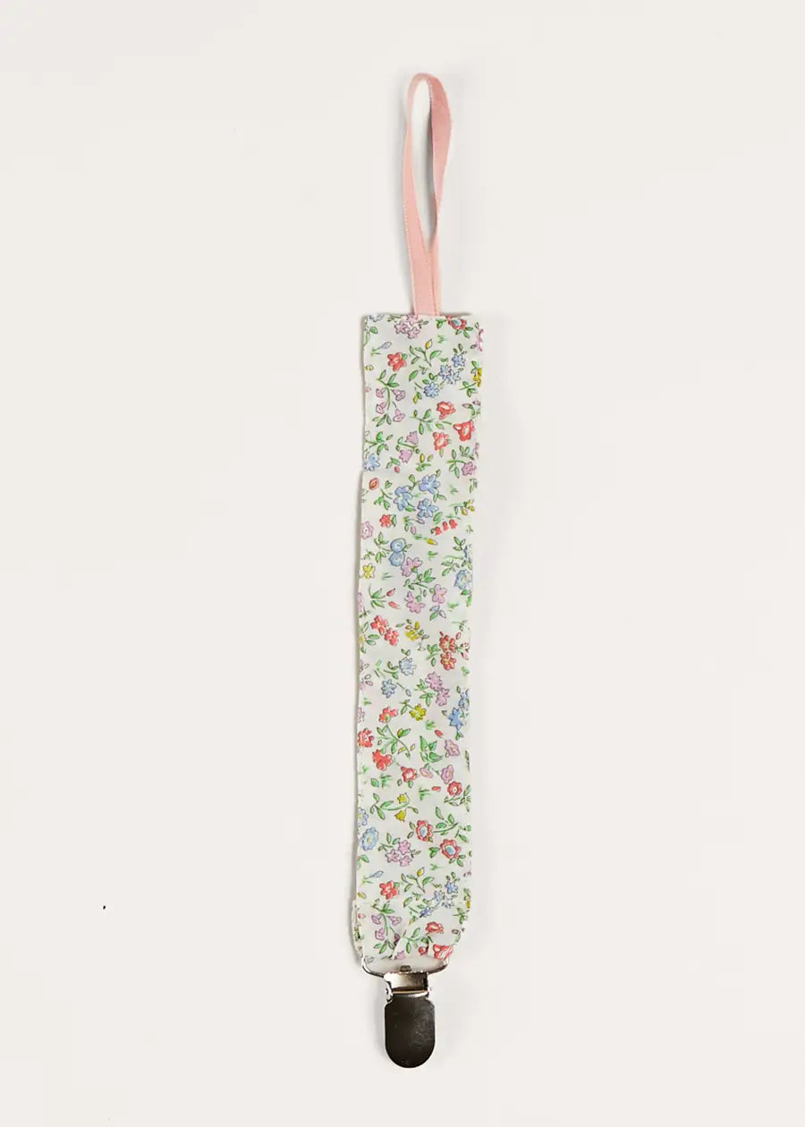 Cordelia Liberty Floral Pacifier Clip for Baby Girls - Pink Dummy Holder with Adjustable Strap | Perfect for Infants, Strollers, and Car Seats