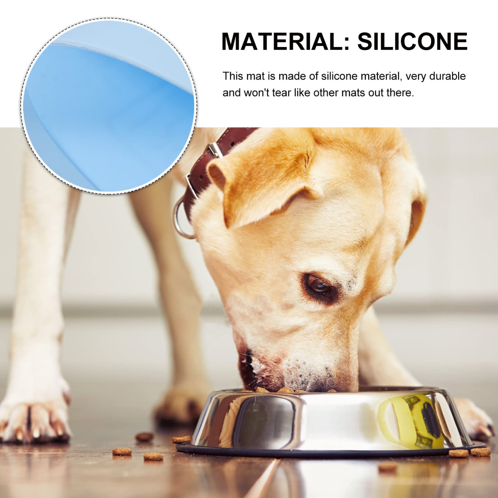 Non-Slip Silicone Pet Feeding Mat for Dogs & Cats - Waterproof Dog Bowl Mat & Cat Food Placemat - Easy to Clean Pet Floor Pad for Mealtime, Kitchen & Outdoor Use