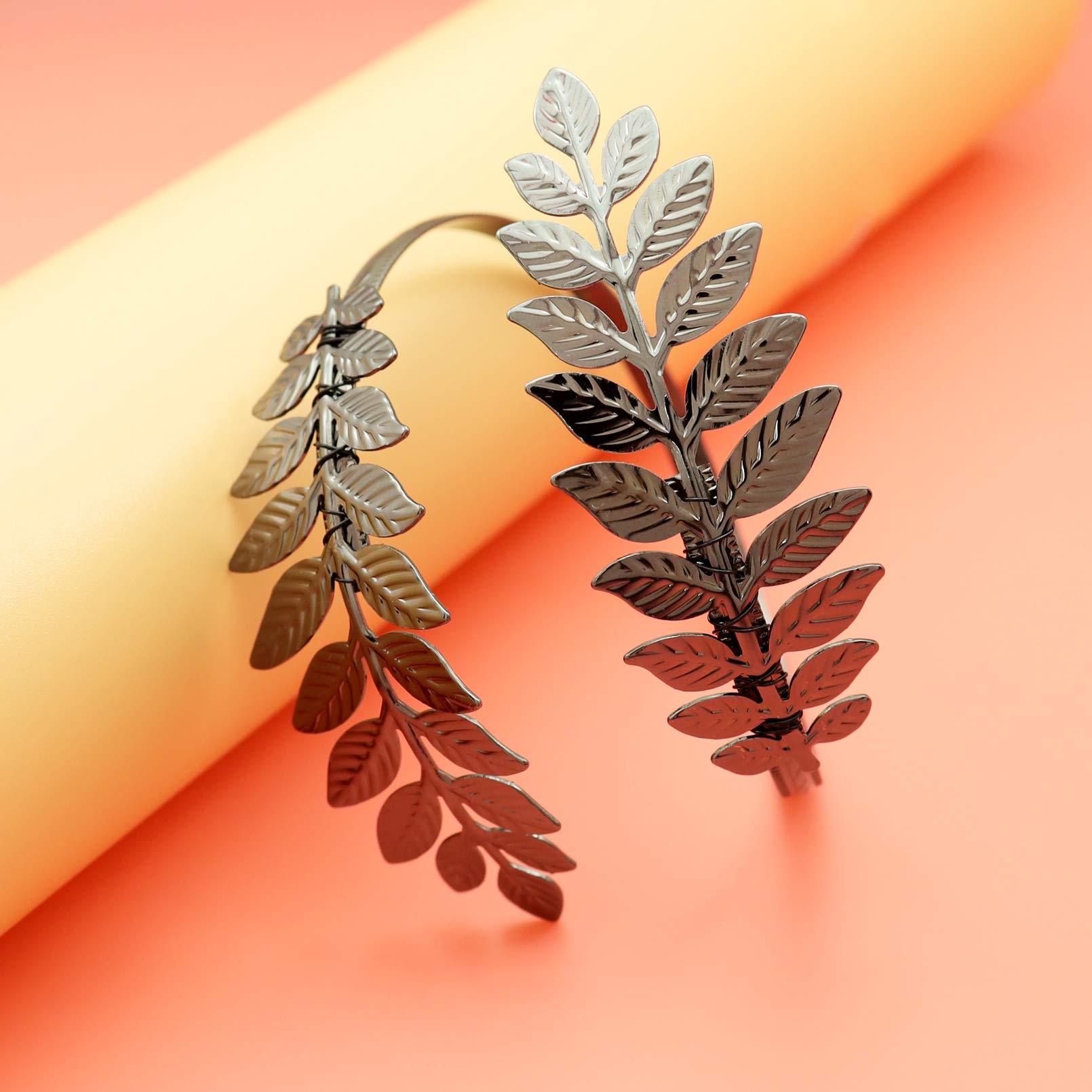 RechicGu 2-Pack Adjustable Leaf Cuff Bangle Bracelet - Roman Greek Style Armlet Jewelry Set for Women - Perfect for Wedding, Christmas, Costume Parties & Boho Fashion