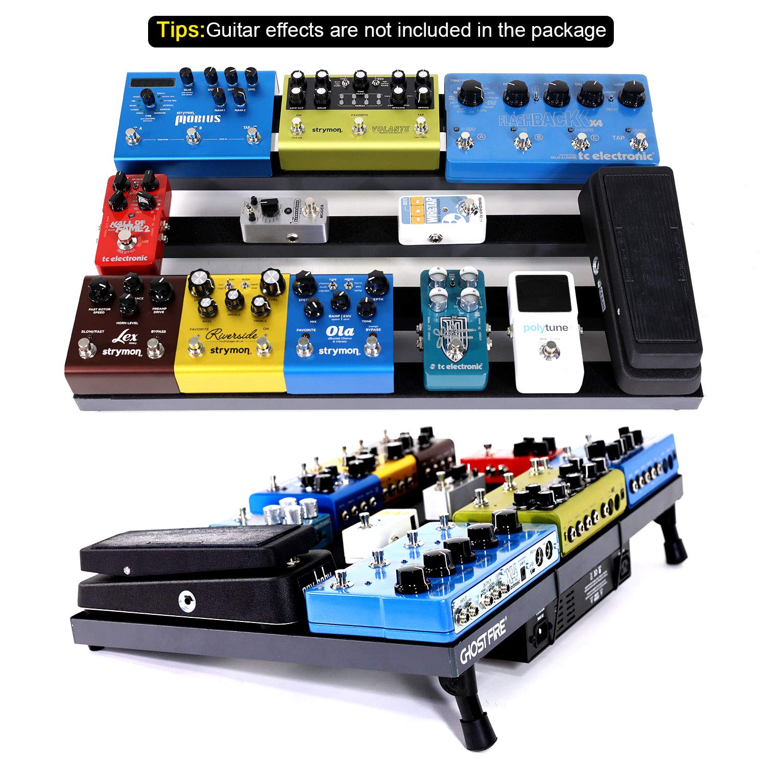 Ghost Fire SPL-06 Aluminum Alloy Guitar Pedal Board - Ultra Lightweight 24.4x15.7 Inch Effects Pedalboard with Carry Bag | Perfect for Live Performances, Studio Recording & Traveling Musicians