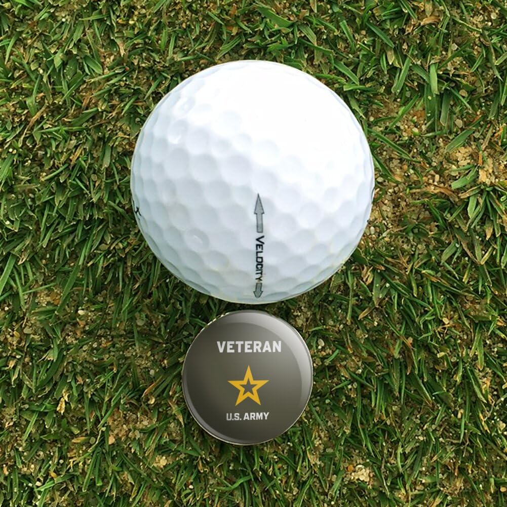 U.S. Army Veteran Logo Golf Hat Clip with Magnetic Ball Marker - Durable Military Cap Accessory for Golfers - Perfect for Golf Games, Outdoor Sports & Military Apparel