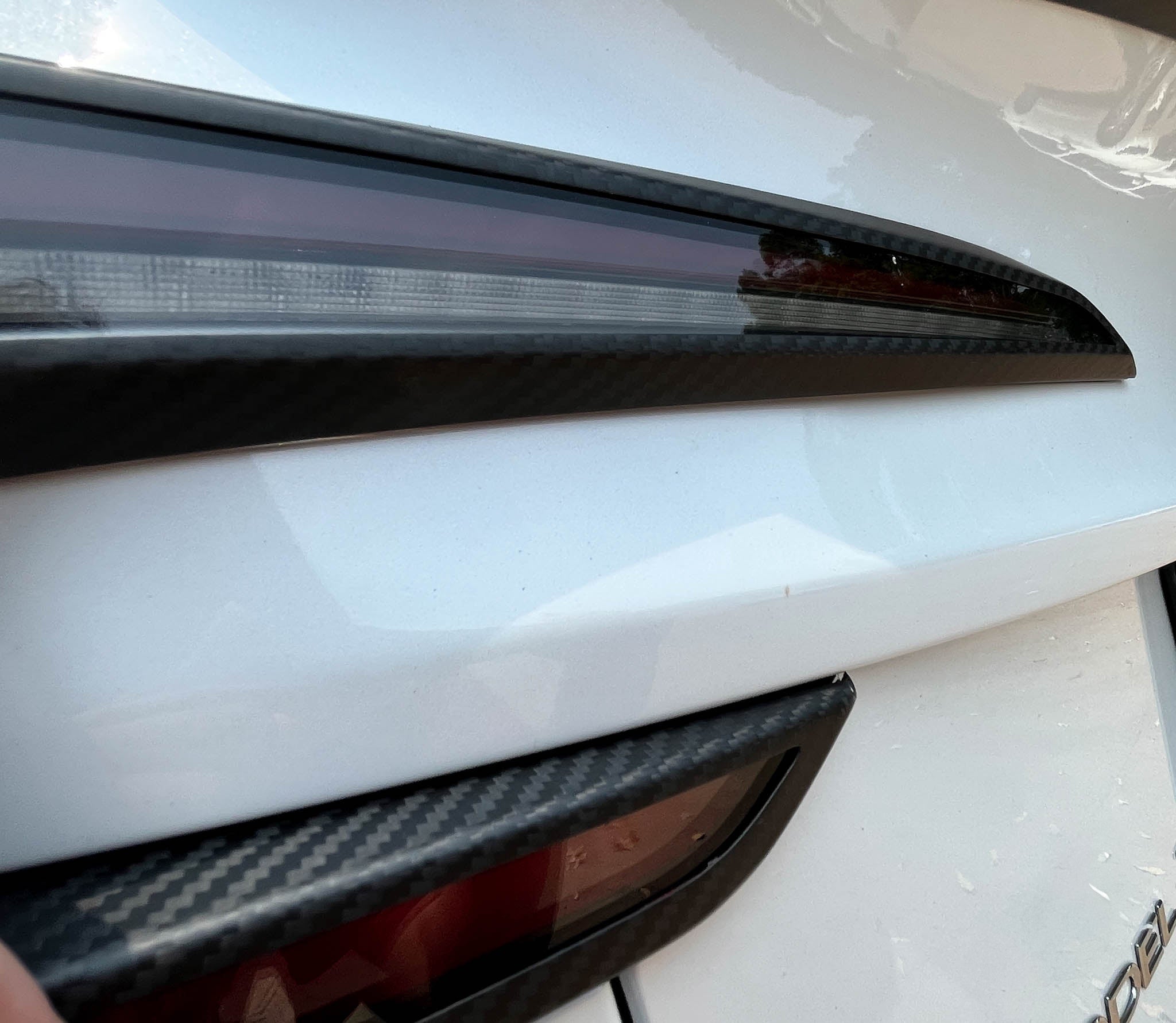 Tesla 2024+ Model 3 Highland Carbon Fiber Tail Light Accents - Sporty Rear Styling Upgrade for Enhanced Aesthetics & Performance | Perfect for Car Enthusiasts & Customization Lovers