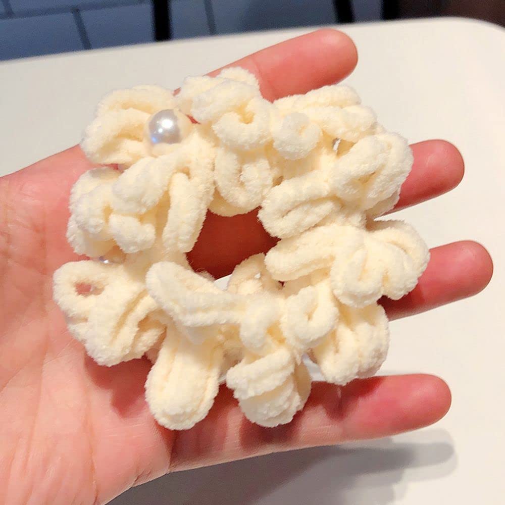 BYBYCD Vintage Pearl Hair Ties for Women - Elegant Scrunchies, Ponytail Holders & Hair Accessories (Beige) | Perfect for Weddings, Parties, Daily Styling & Gift Giving