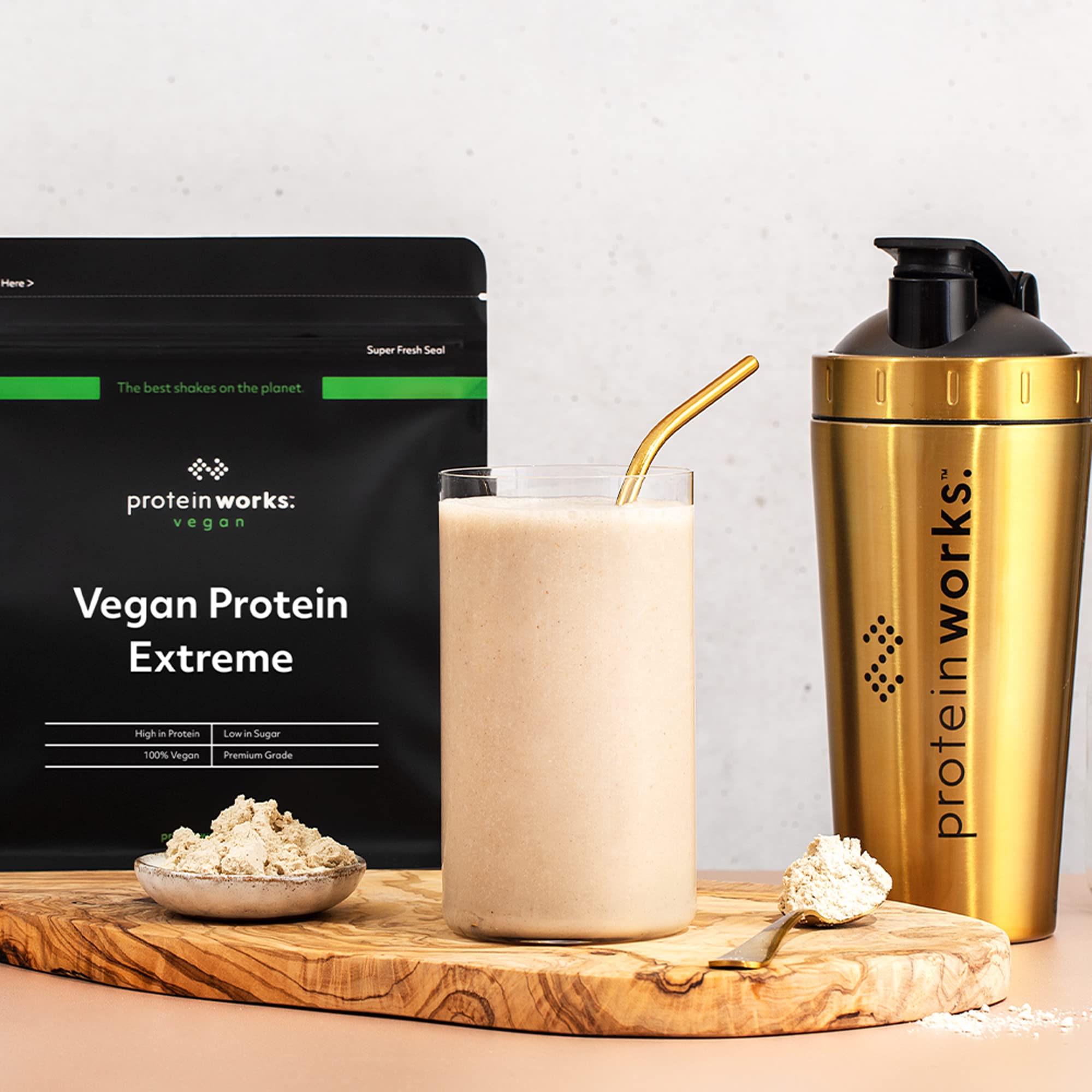 Protein Works Vegan Protein Extreme - High Protein Plant Based Powder Shake, Strawberries 'n' Cream Flavor, 2.2lb for Muscle Recovery & Post-Workout Nutrition | Ideal for Vegan Athletes & Fitness Enthusiasts