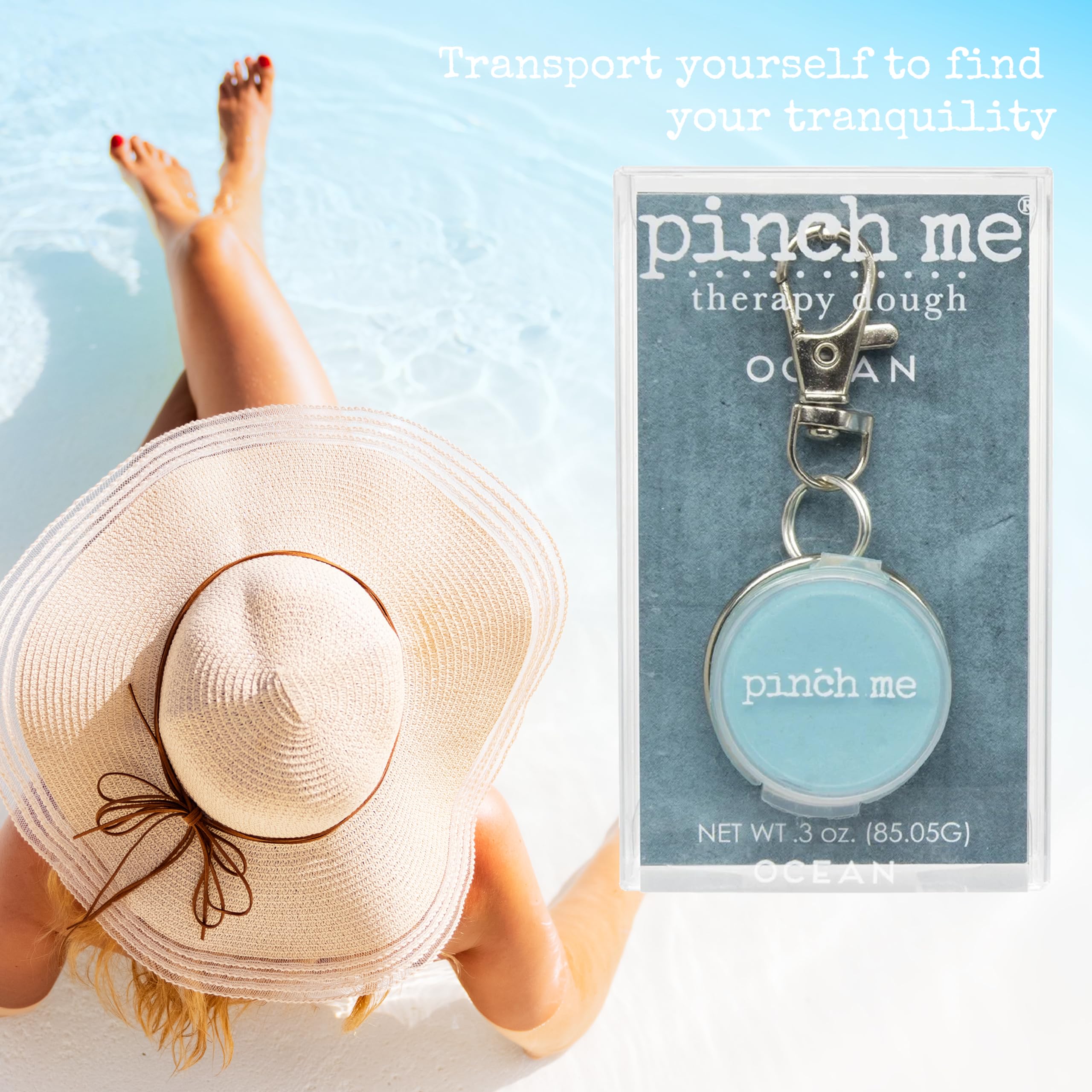 Pinch Me Therapy Dough Locket Set - Aromatherapy Stress Relief Putty with Clip-On Scented Locket (Ocean Scent) - 3oz Therapy Dough + .3oz Locket for Anxiety Relief, Focus & Sensory Play - Perfect for Office, Travel & Classroom Stress Management